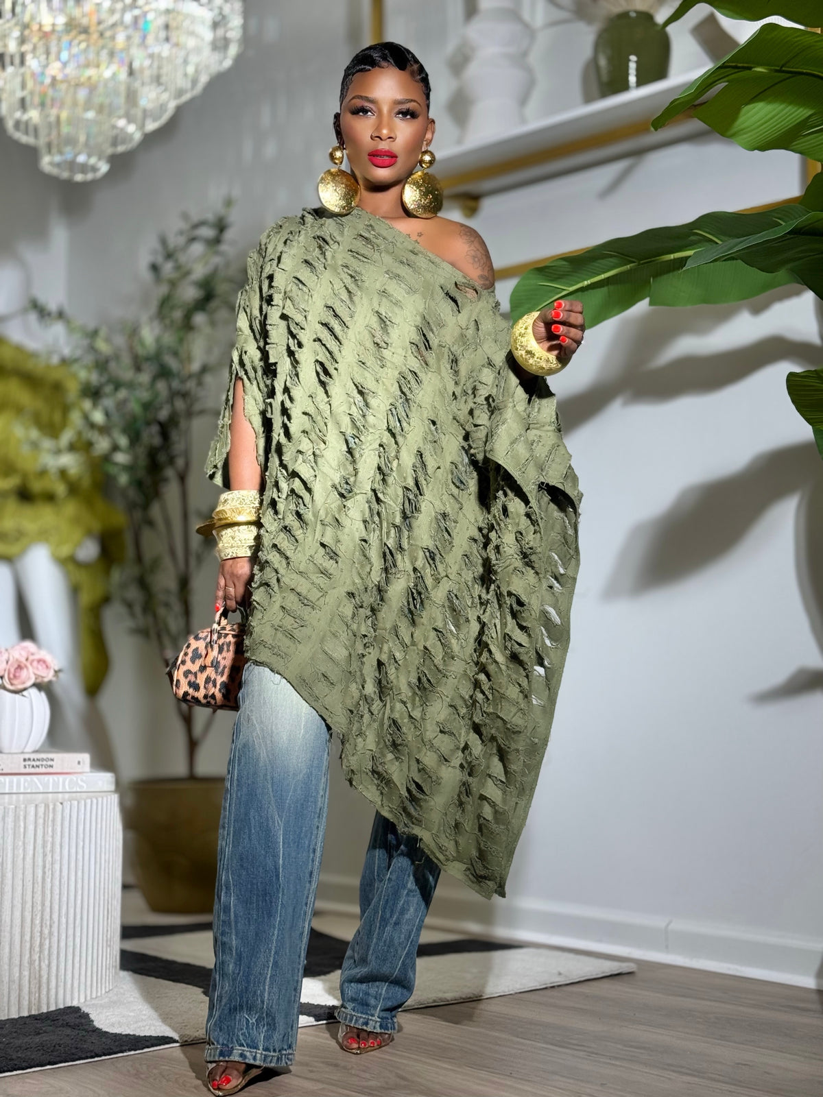 Dulwich Olive Top (One size up to 16)