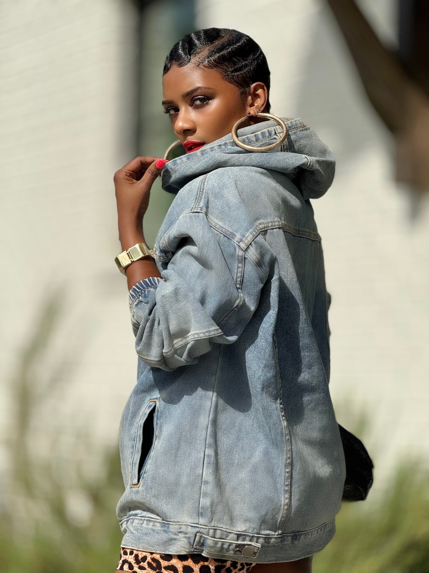 Runway Relax Denim Hoodie (Available in 3X)