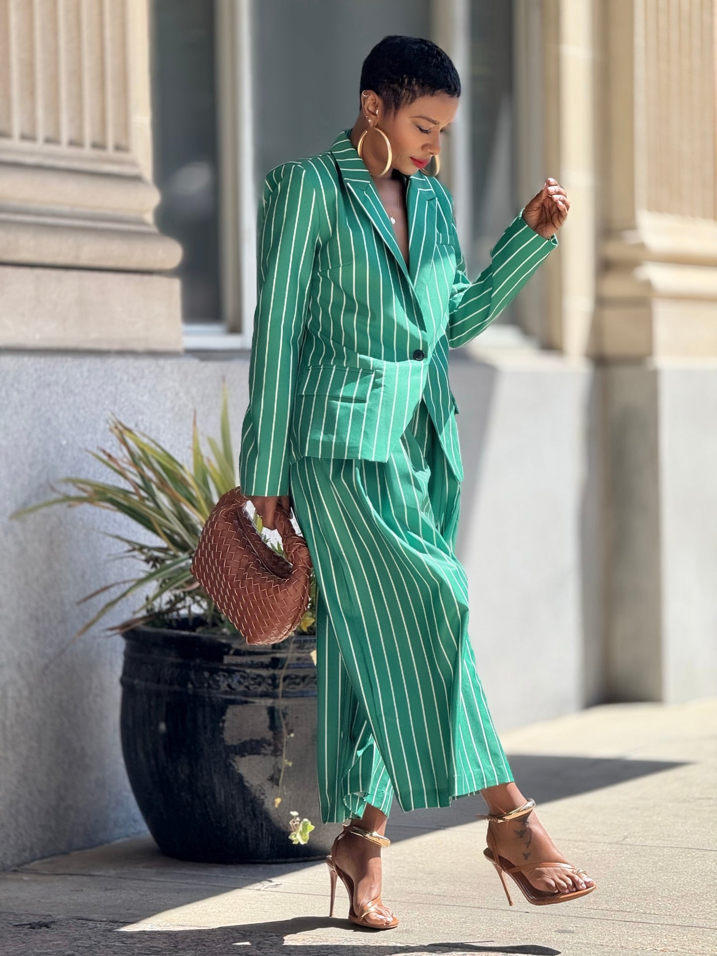 YAS EDIT Green Alari Striped Suit