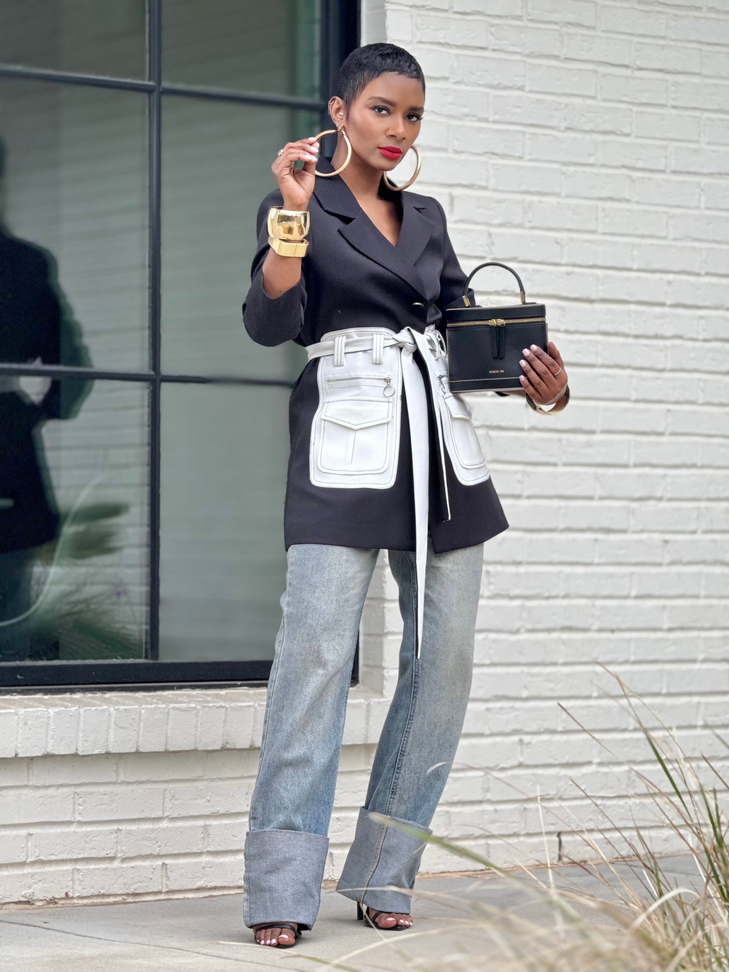 YAS EDIT Black Color Block Summit Blazer (Available in XL)