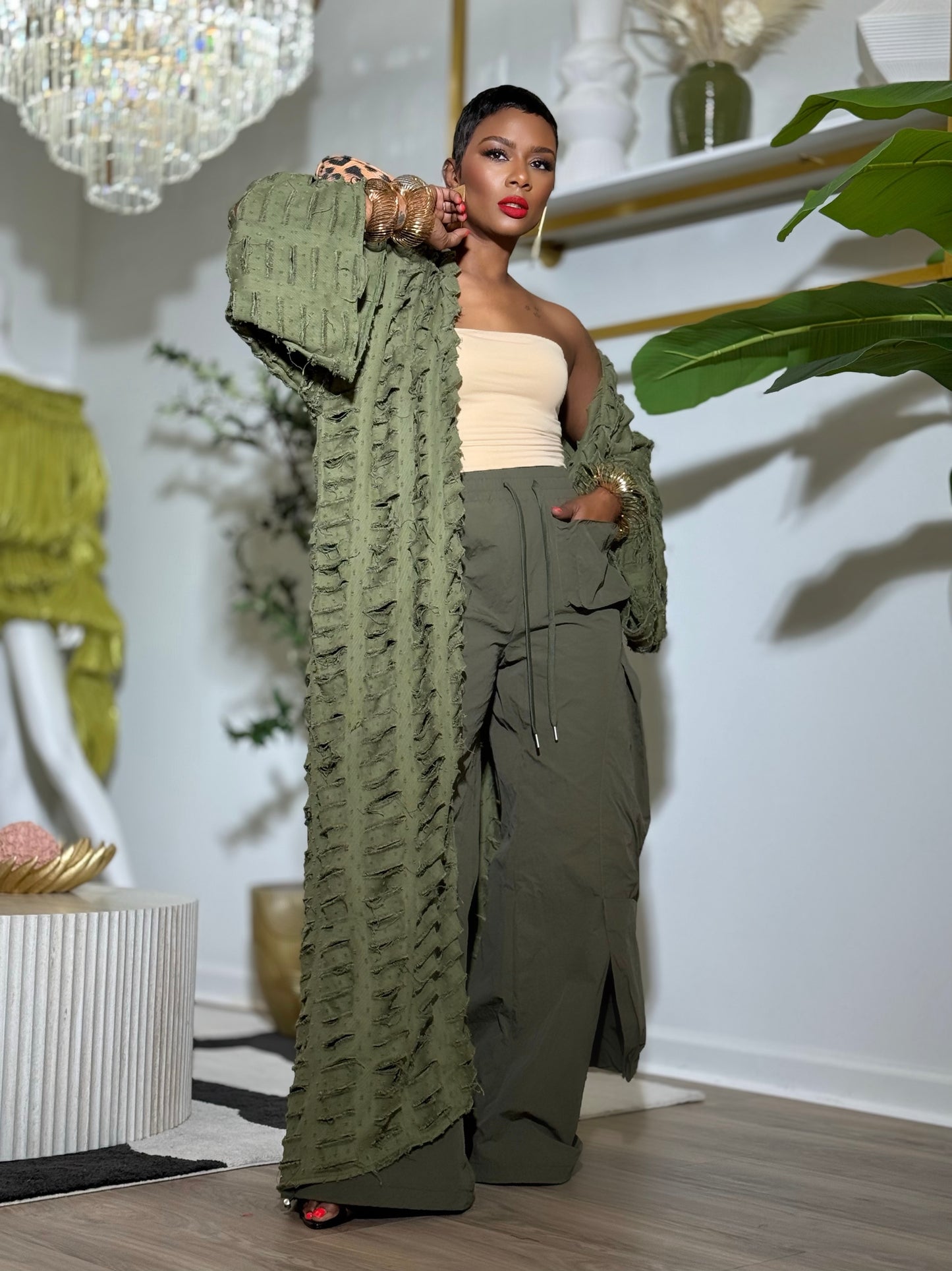 NOBU Olive Denim Duster (One size up to 14)