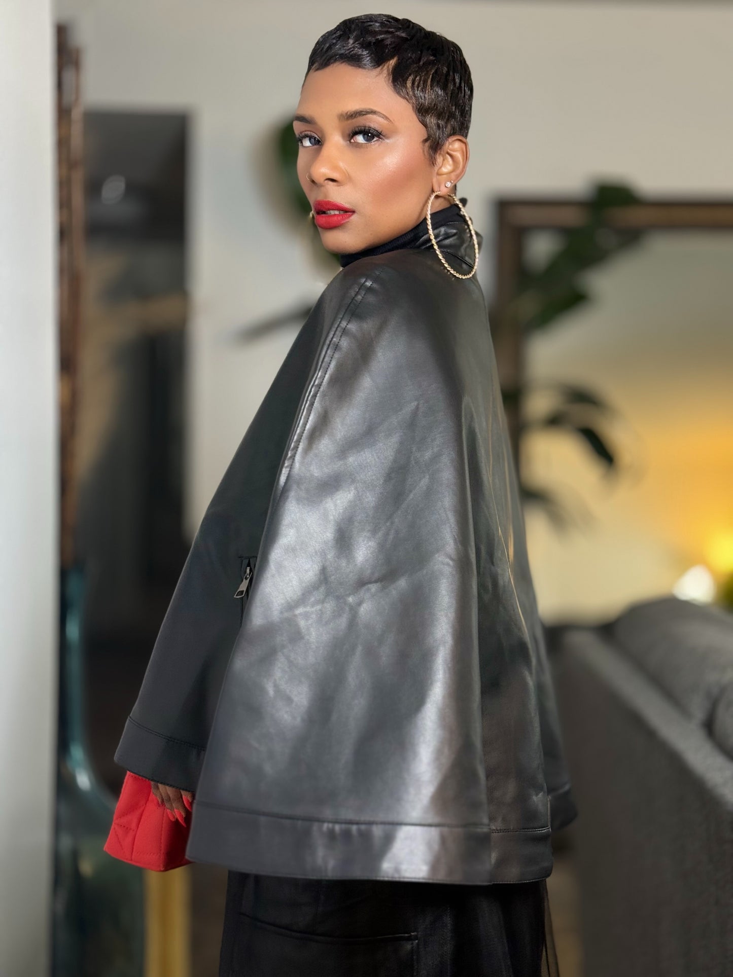 Sendai Vegan Leather Cape (Available in XL)