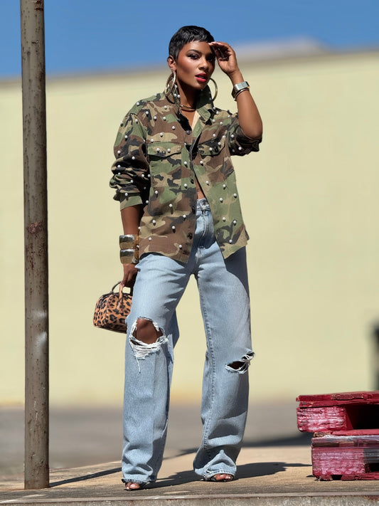Hampstead Embellished Utility Shirt (Available in 3XL)