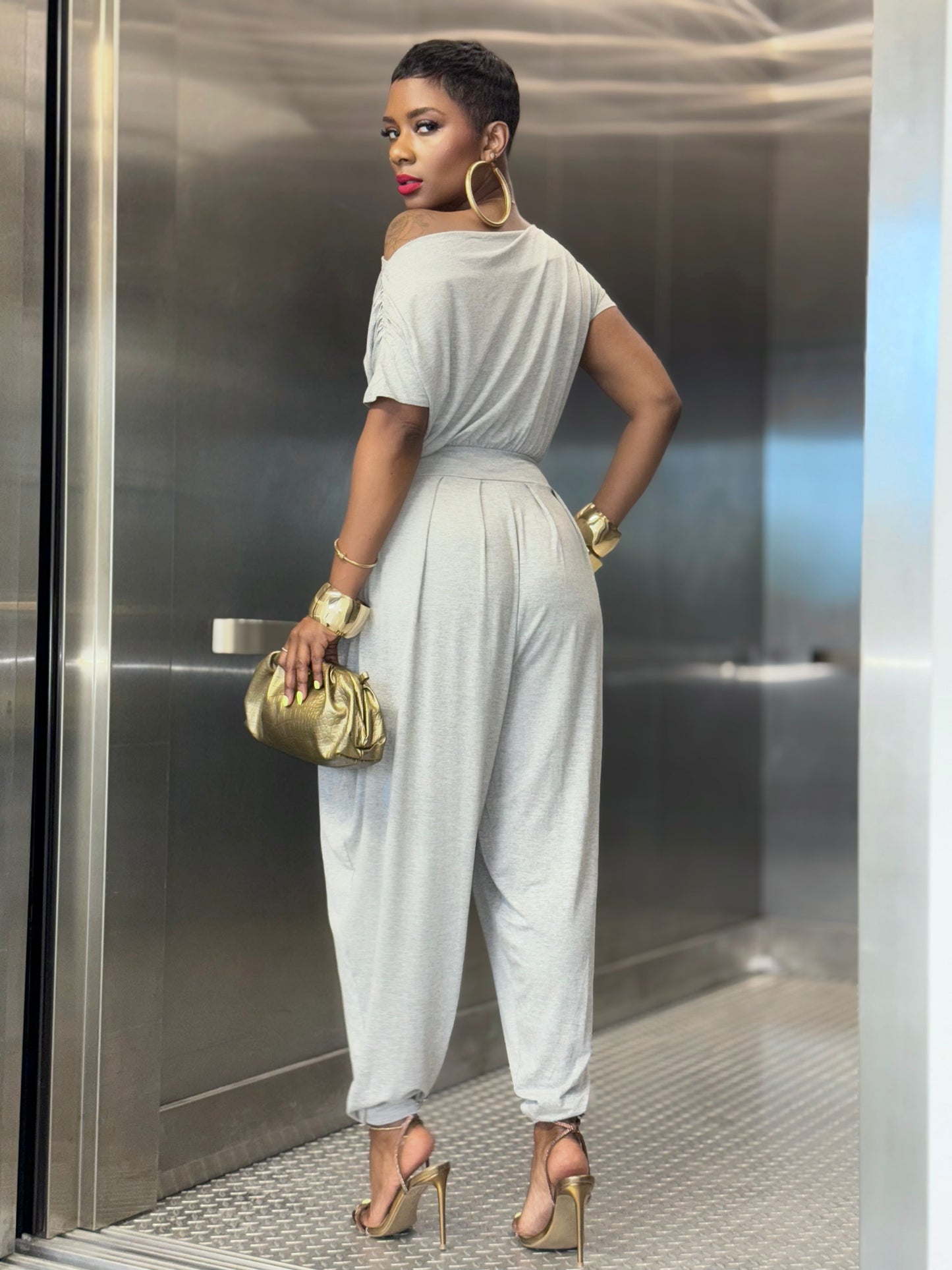Lt. Grey Zoey Jumpsuit (Available in 2X)