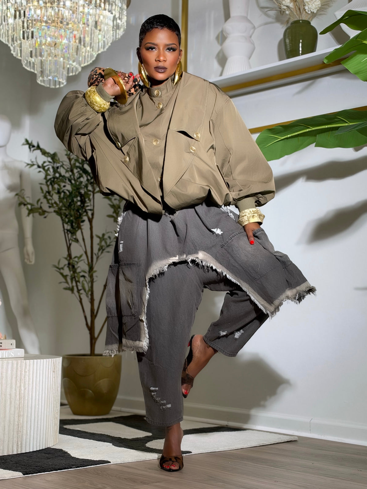 Dion GREY Harem Denim (Available in 2X)