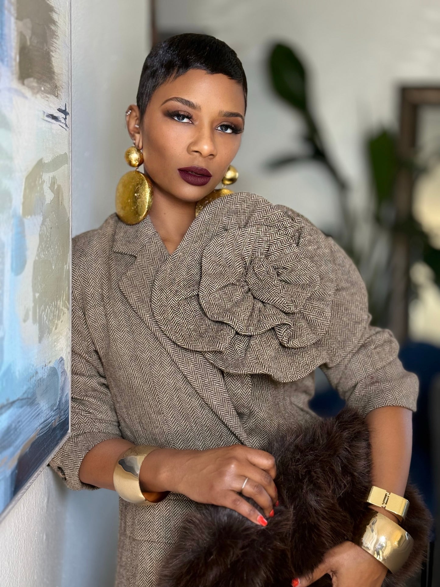 YAS EDIT The Herringbone Bloom Blazer (Available in XL)