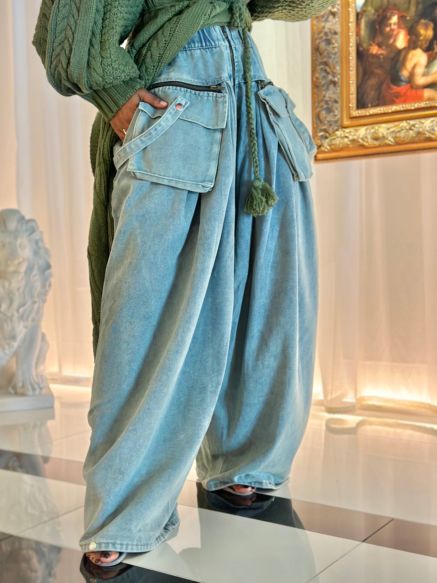 Fancy Denim Pant (Available in XL)