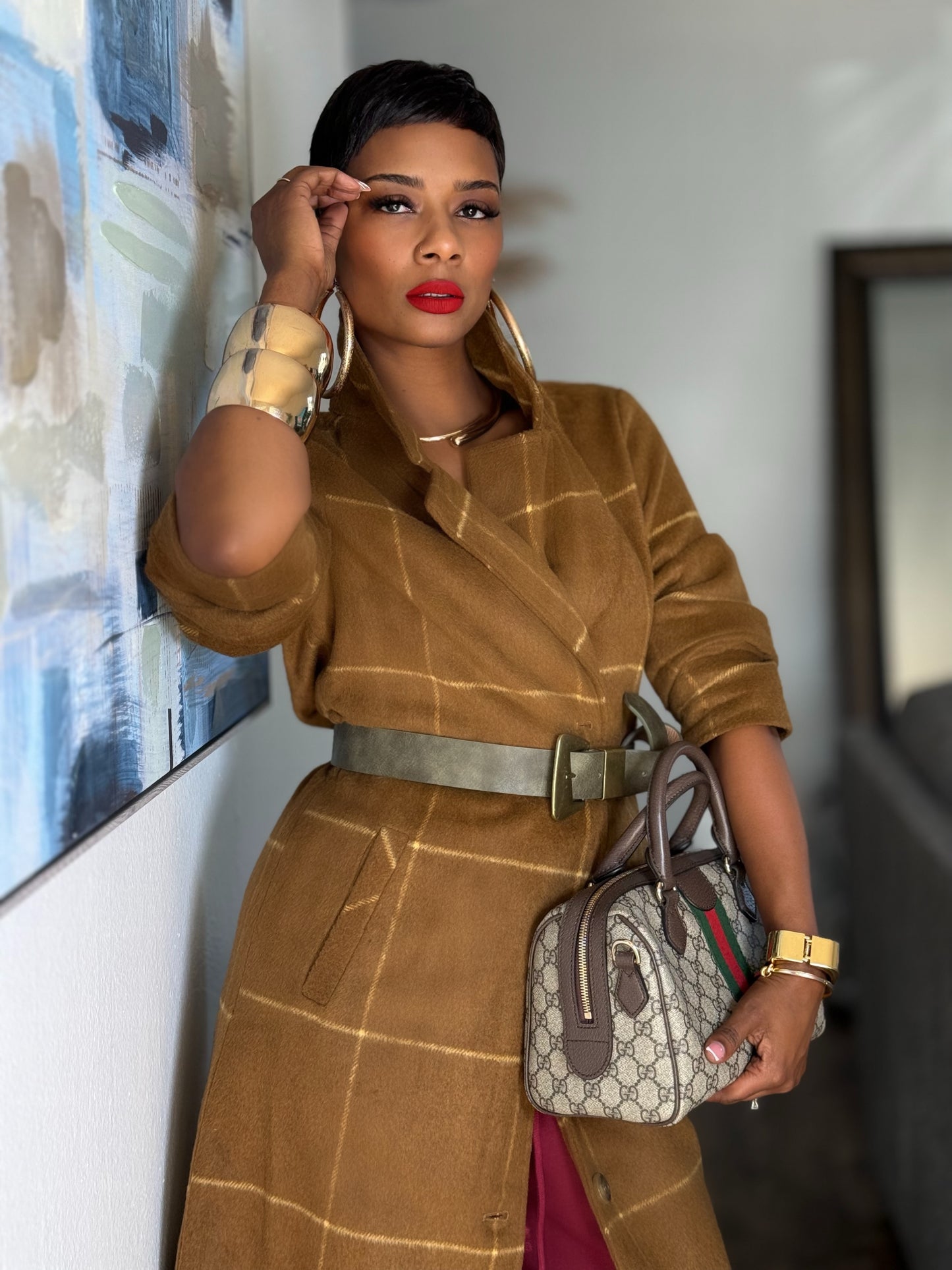 Gilded Grid Coat (Available in 3X)