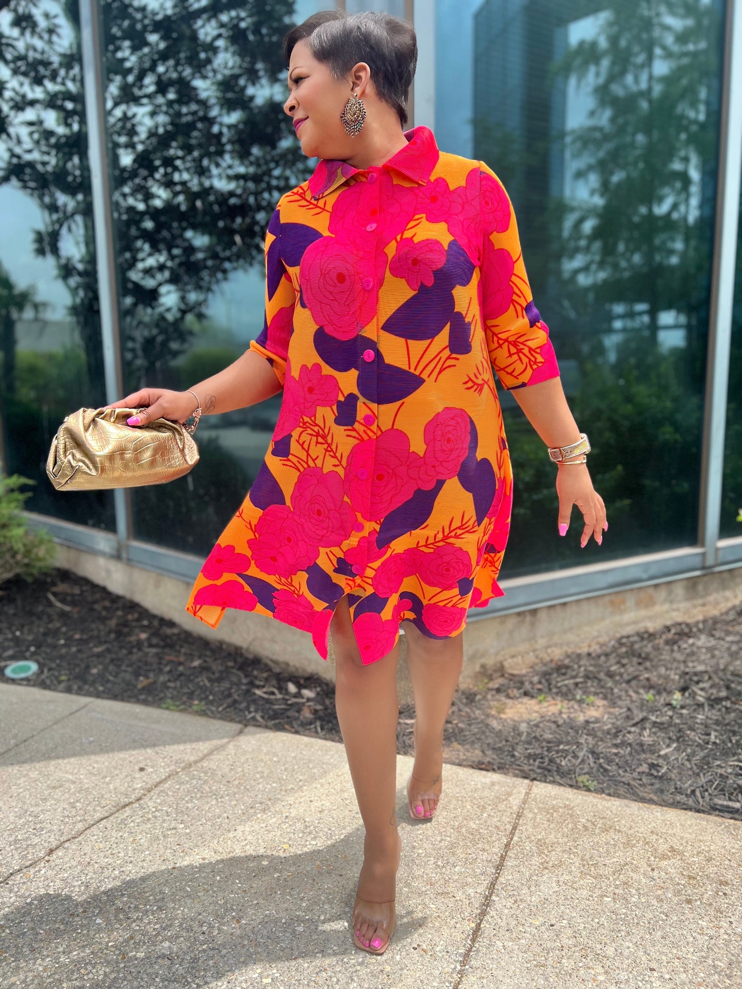 Floral Eden Midi Dress (One size up to 14)
