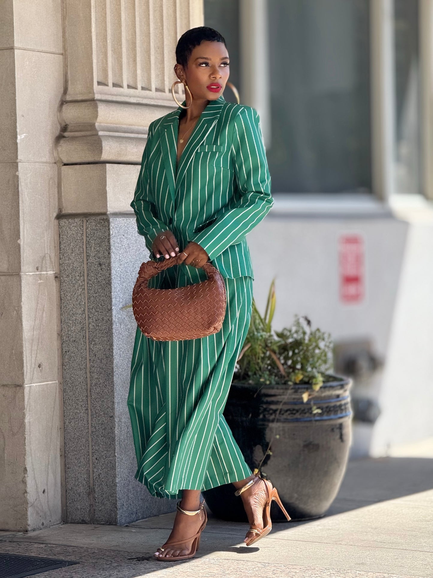 YAS EDIT Green Alari Striped Suit