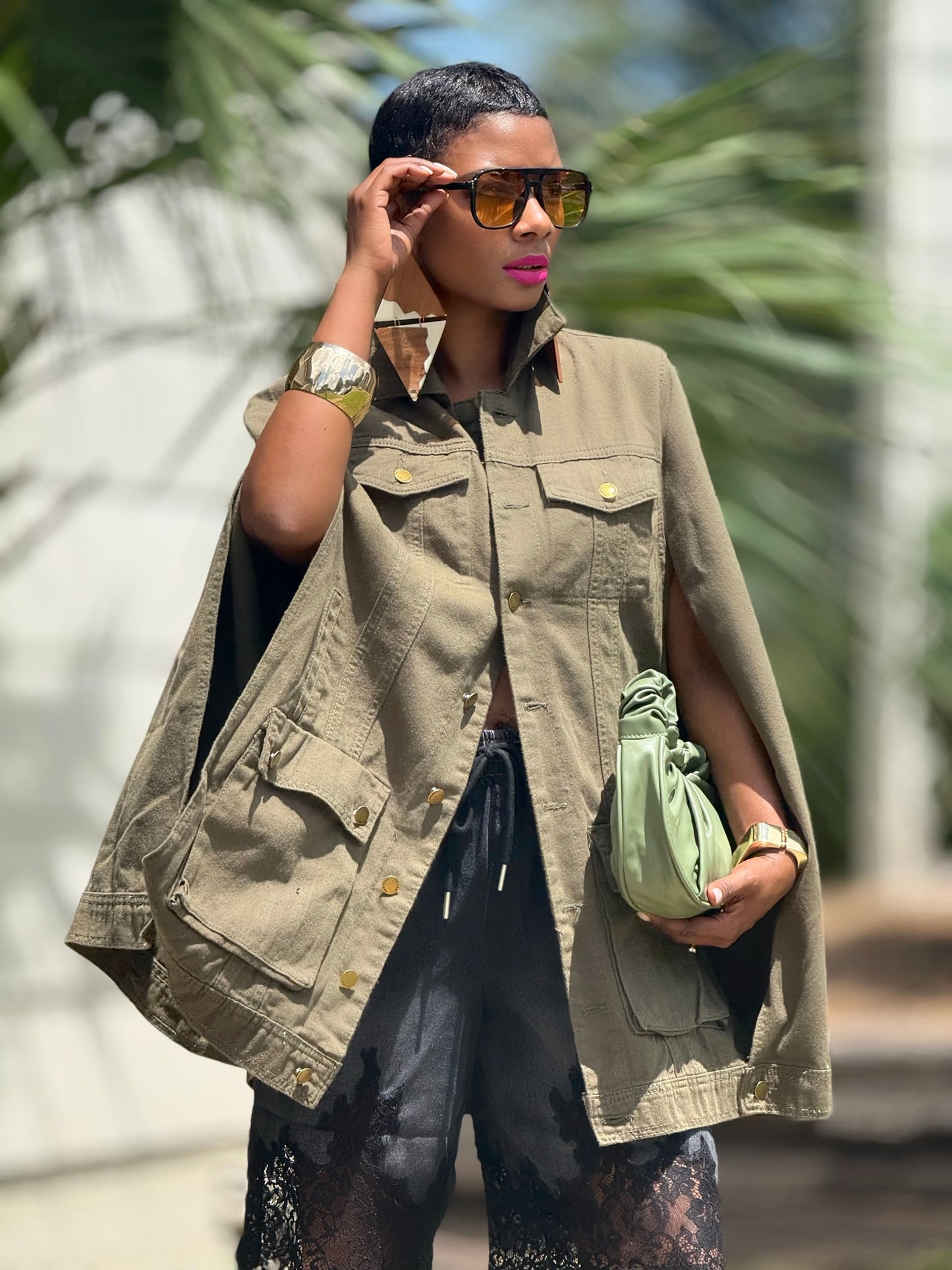 Vintage Olive Denim Shawl (One size up to 14)