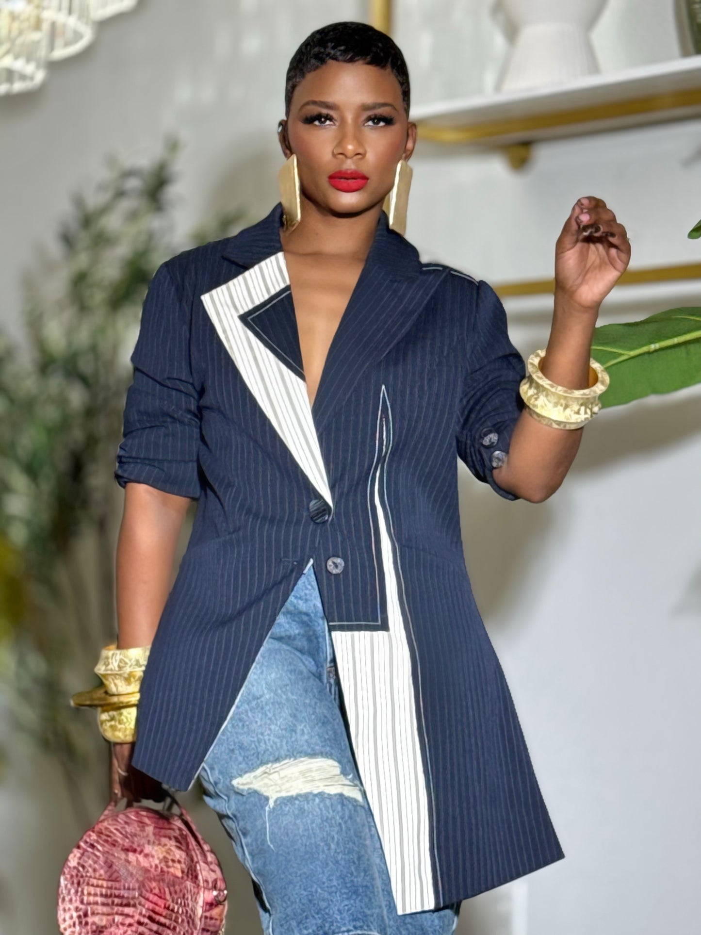 YAS EDIT The Martin Pinstripe Blazer (Available in XL)