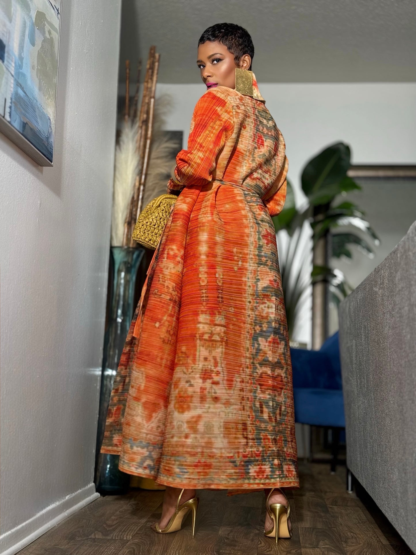 Saffron Heat Atlas Drape Trench (One size up to 14)