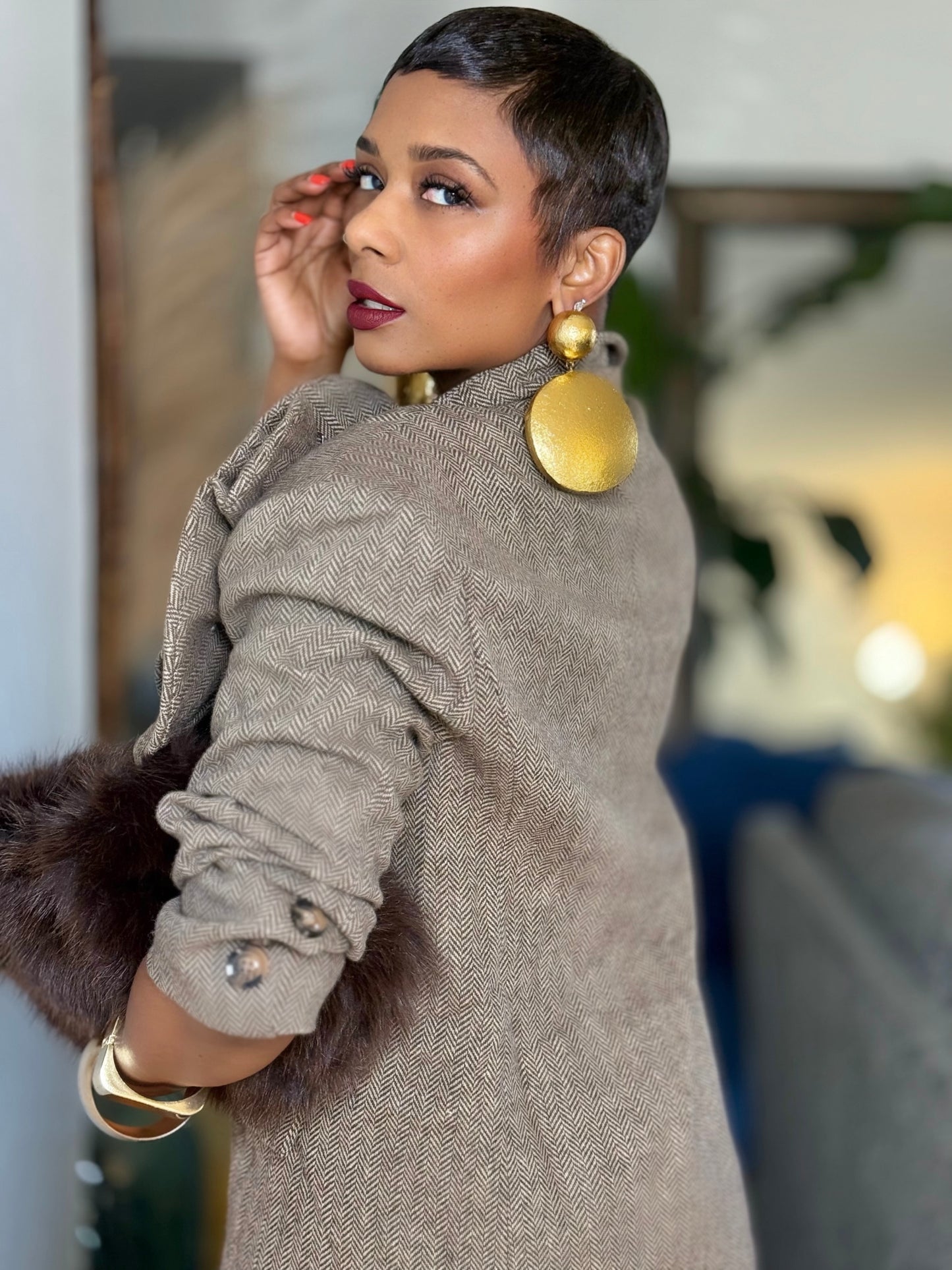 YAS EDIT The Herringbone Bloom Blazer (Available in XL)