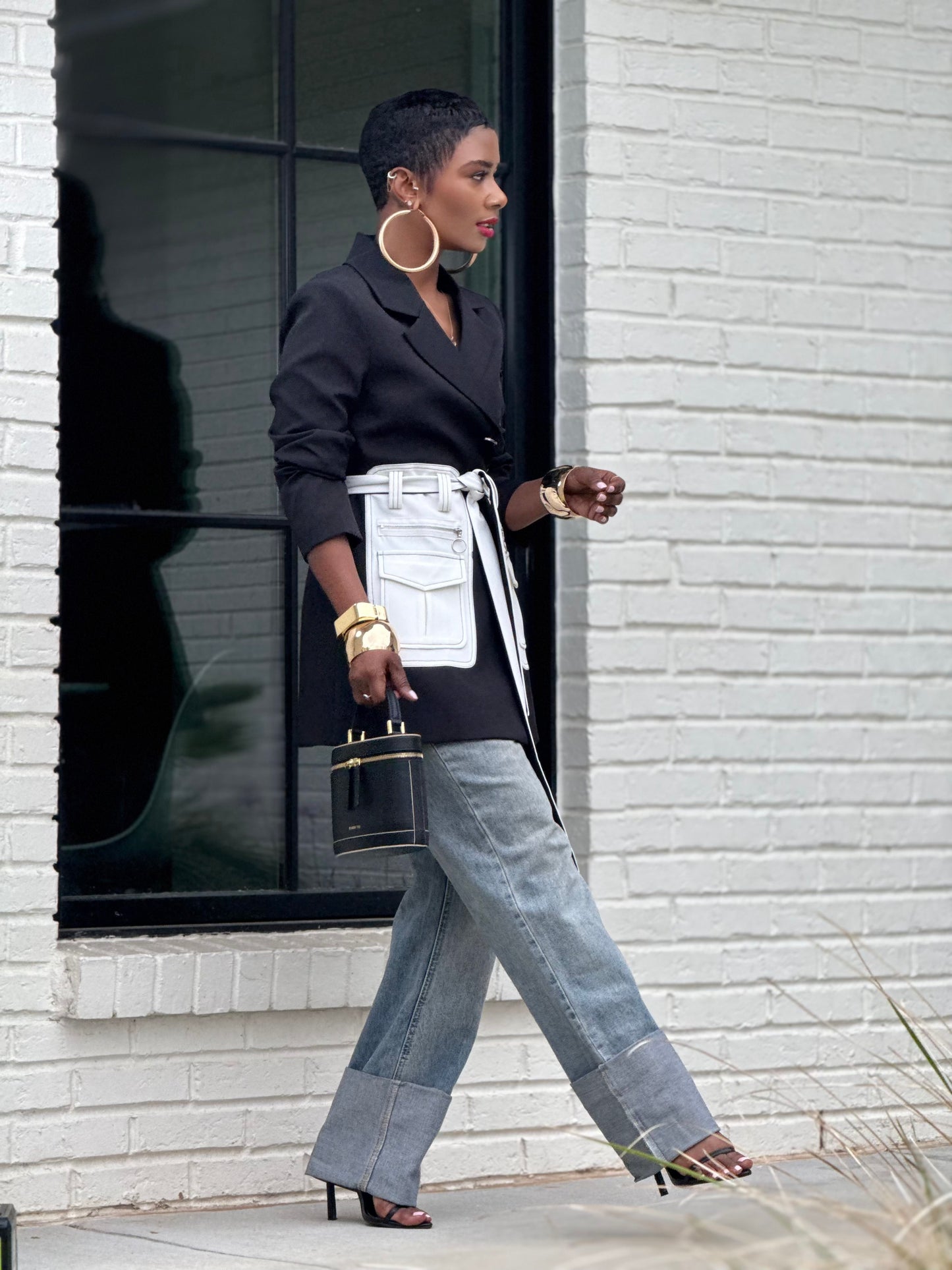 YAS EDIT Black Color Block Summit Blazer (Available in XL)