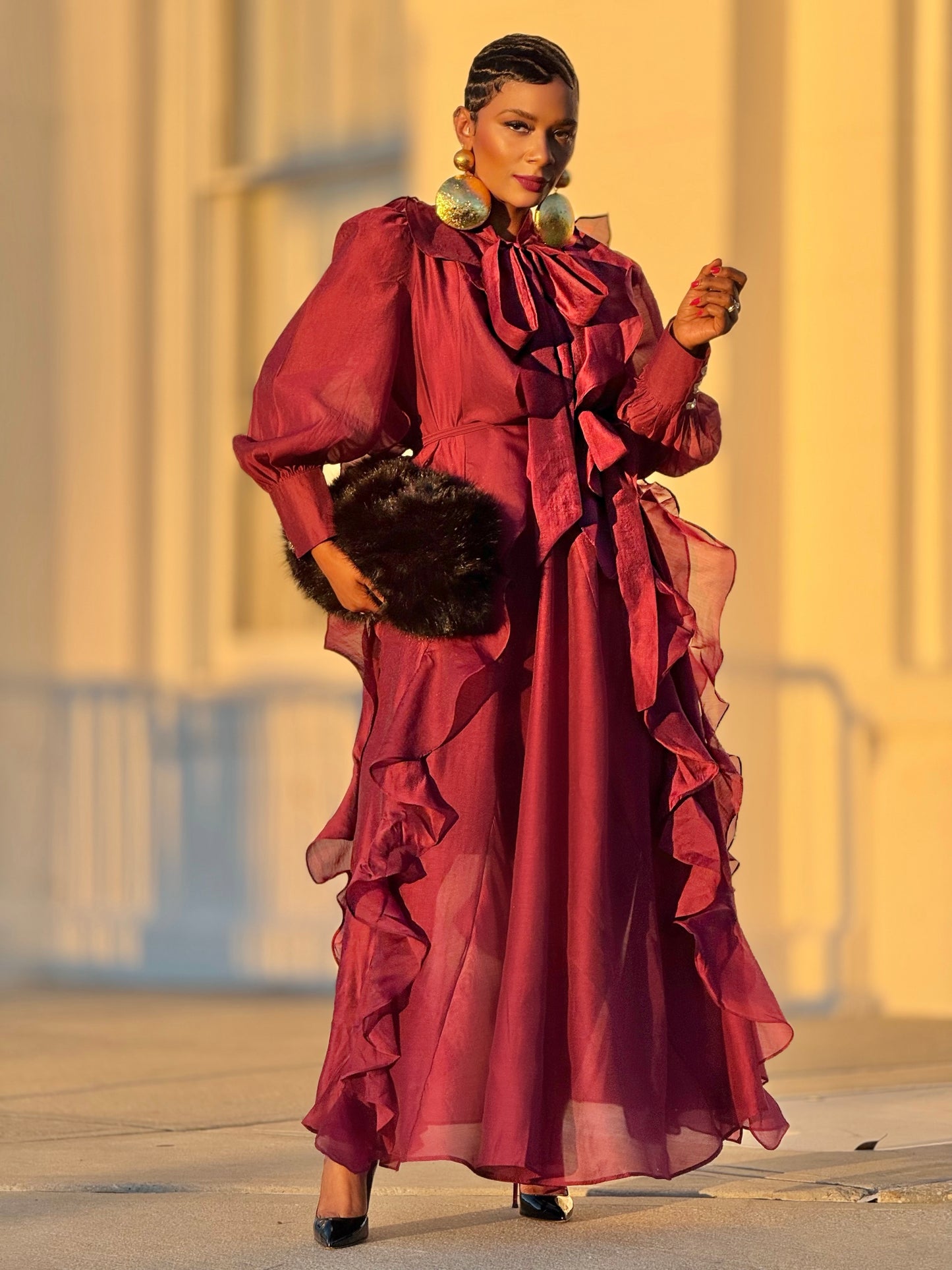 YAS EDIT Bordeaux Mulberry Dress (Available in XXL)