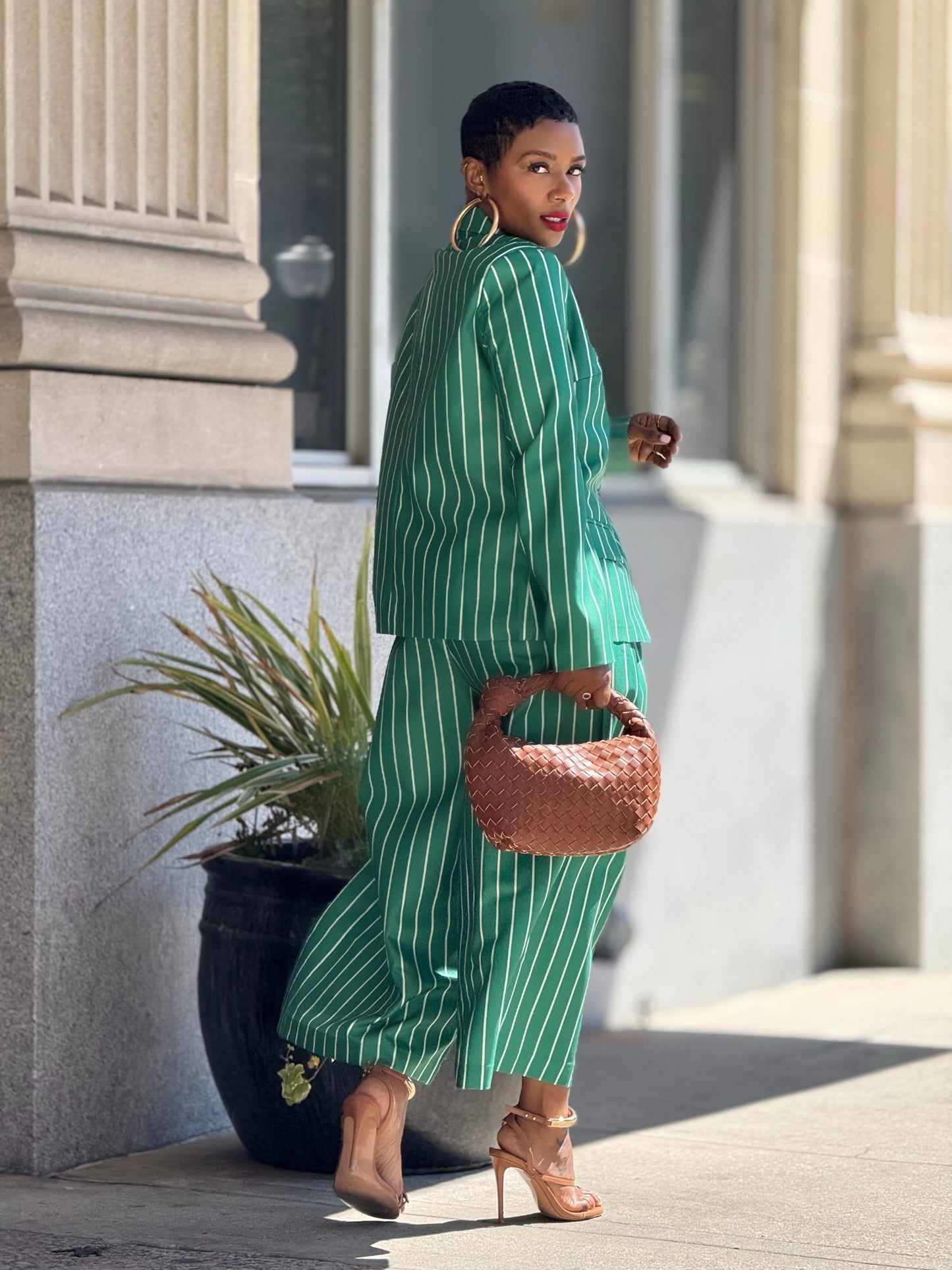 YAS EDIT Green Alari Striped Suit
