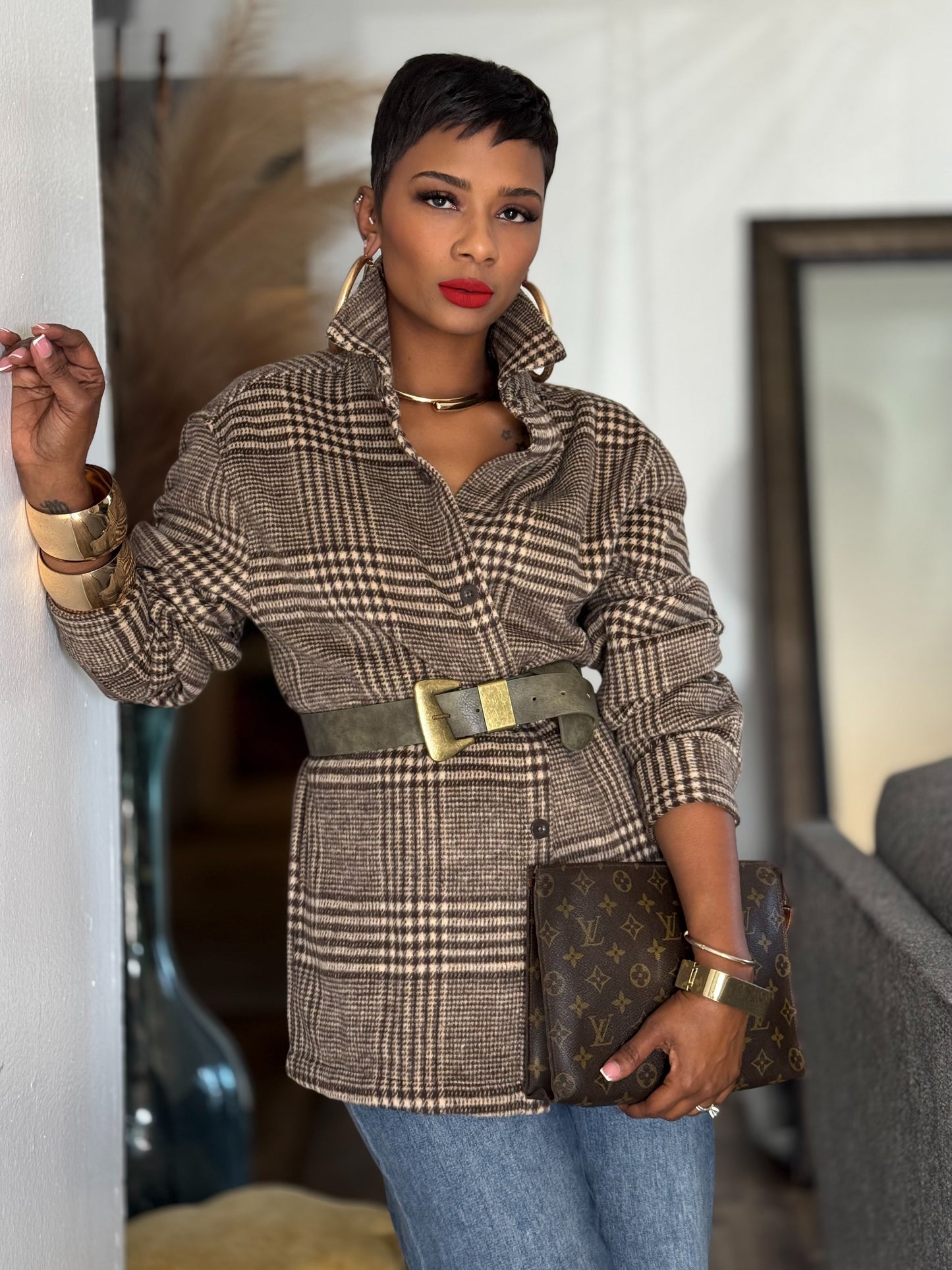 JH Brown Grid Top (Available in XXXL)