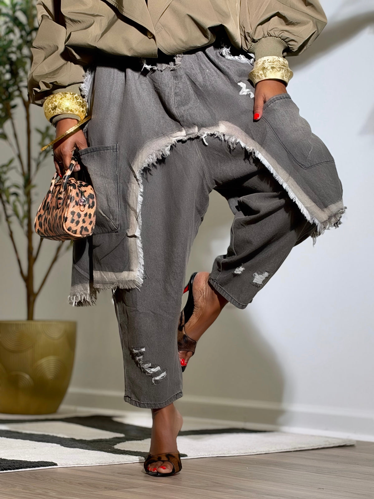 Dion GREY Harem Denim (Available in 2X)
