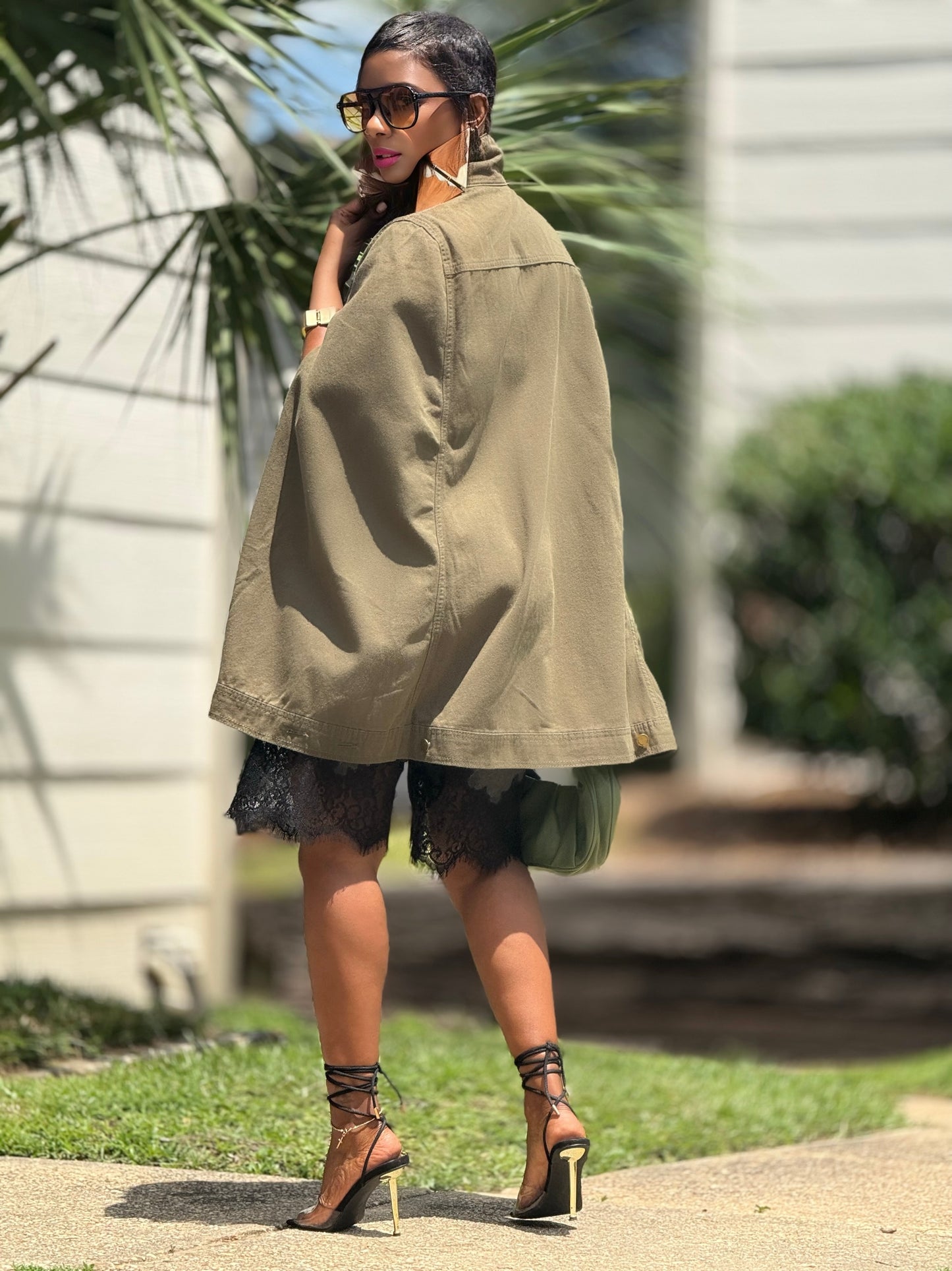 Vintage Olive Denim Shawl (One size up to 14)