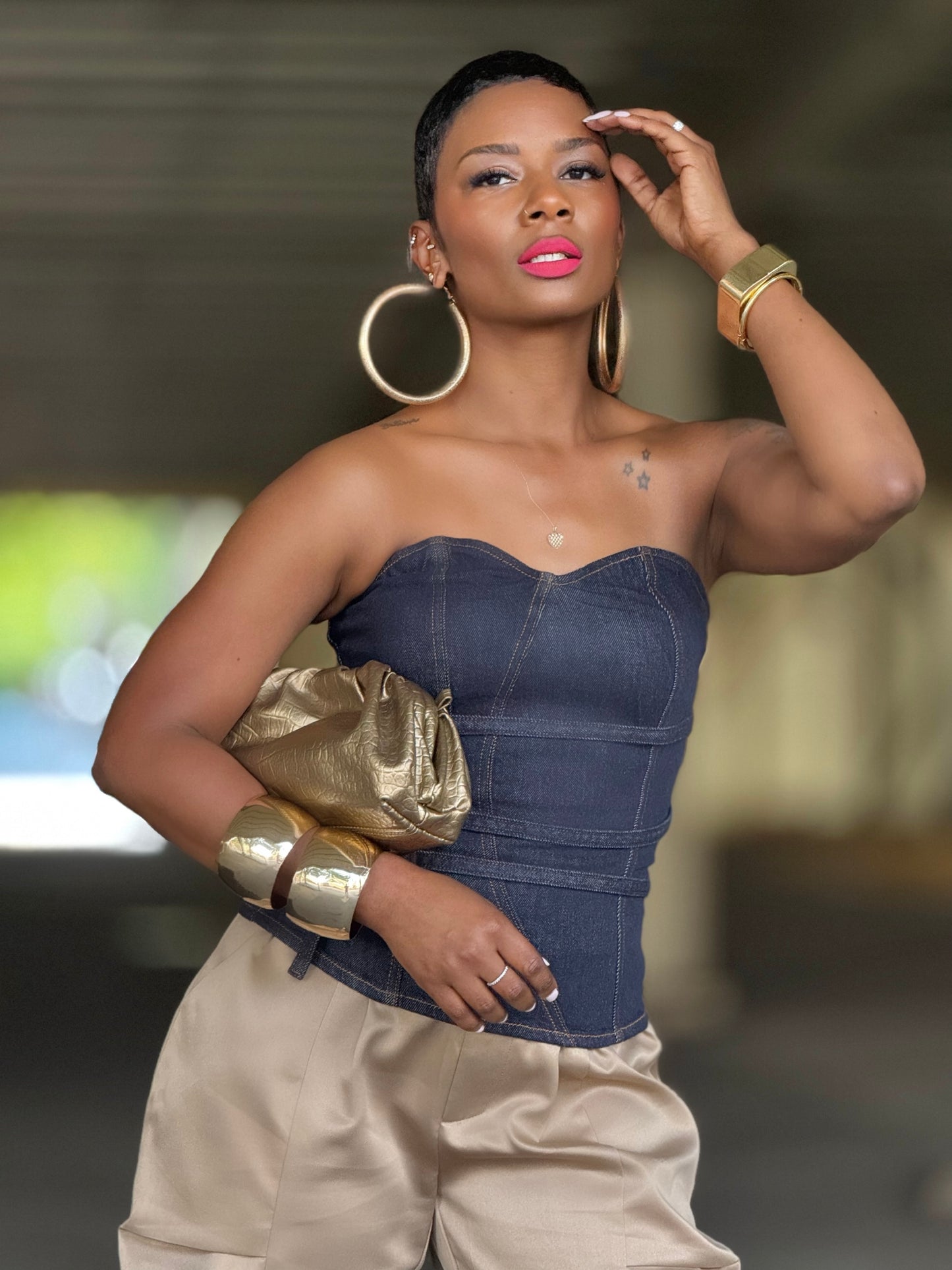 Thalia Denim Bustier (Available in XL)