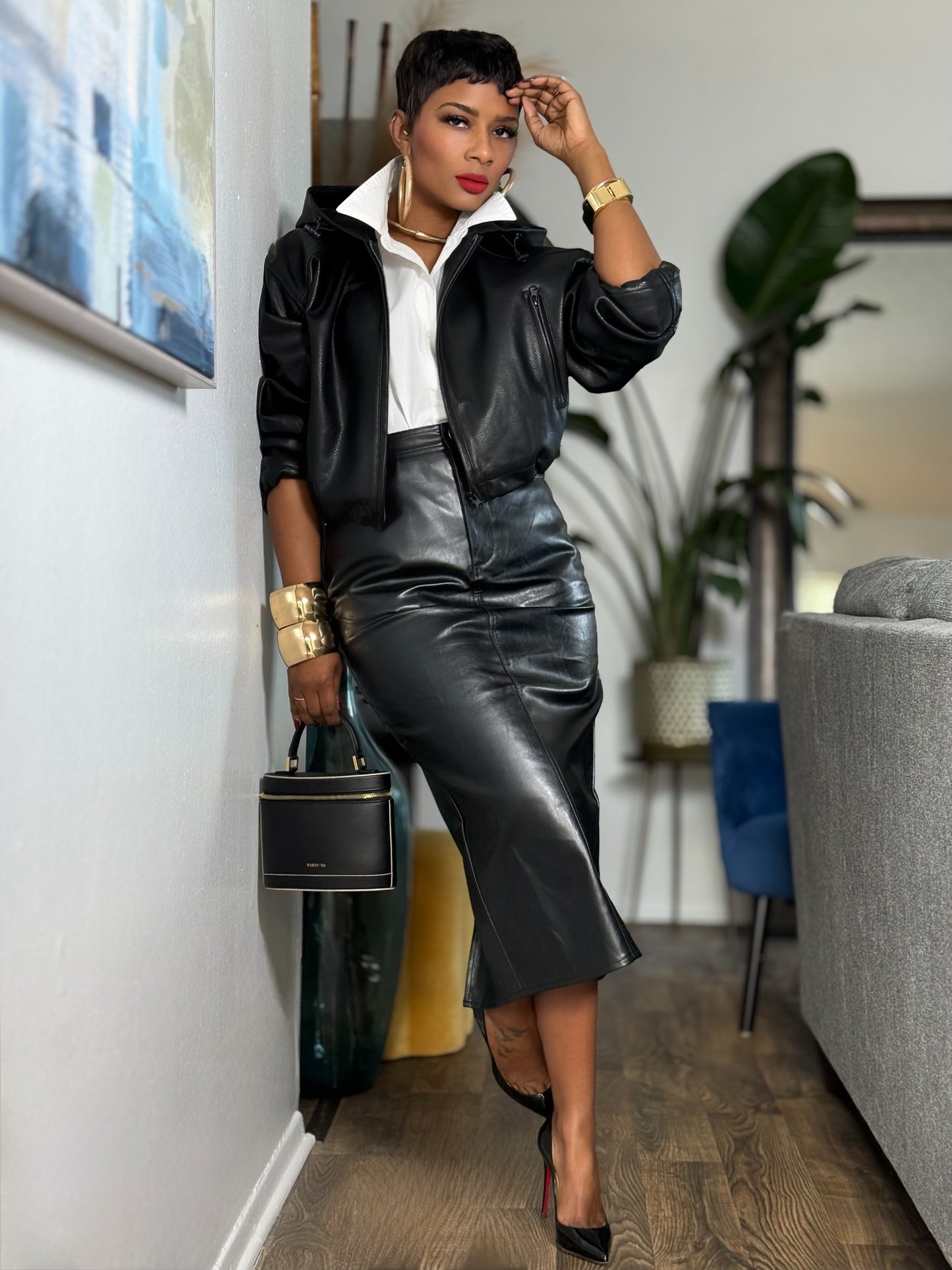 Calais Black Vegan Bomber (Available in 1X)