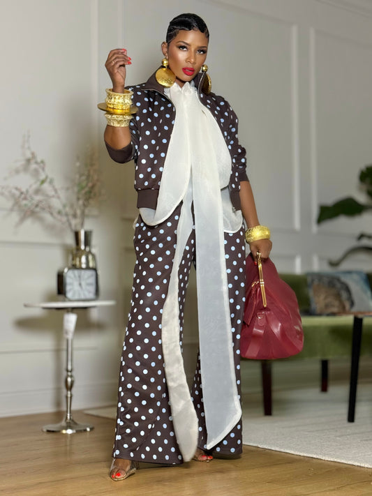 Madison Polka Dot 2-Piece Pant Set (Available in XL)
