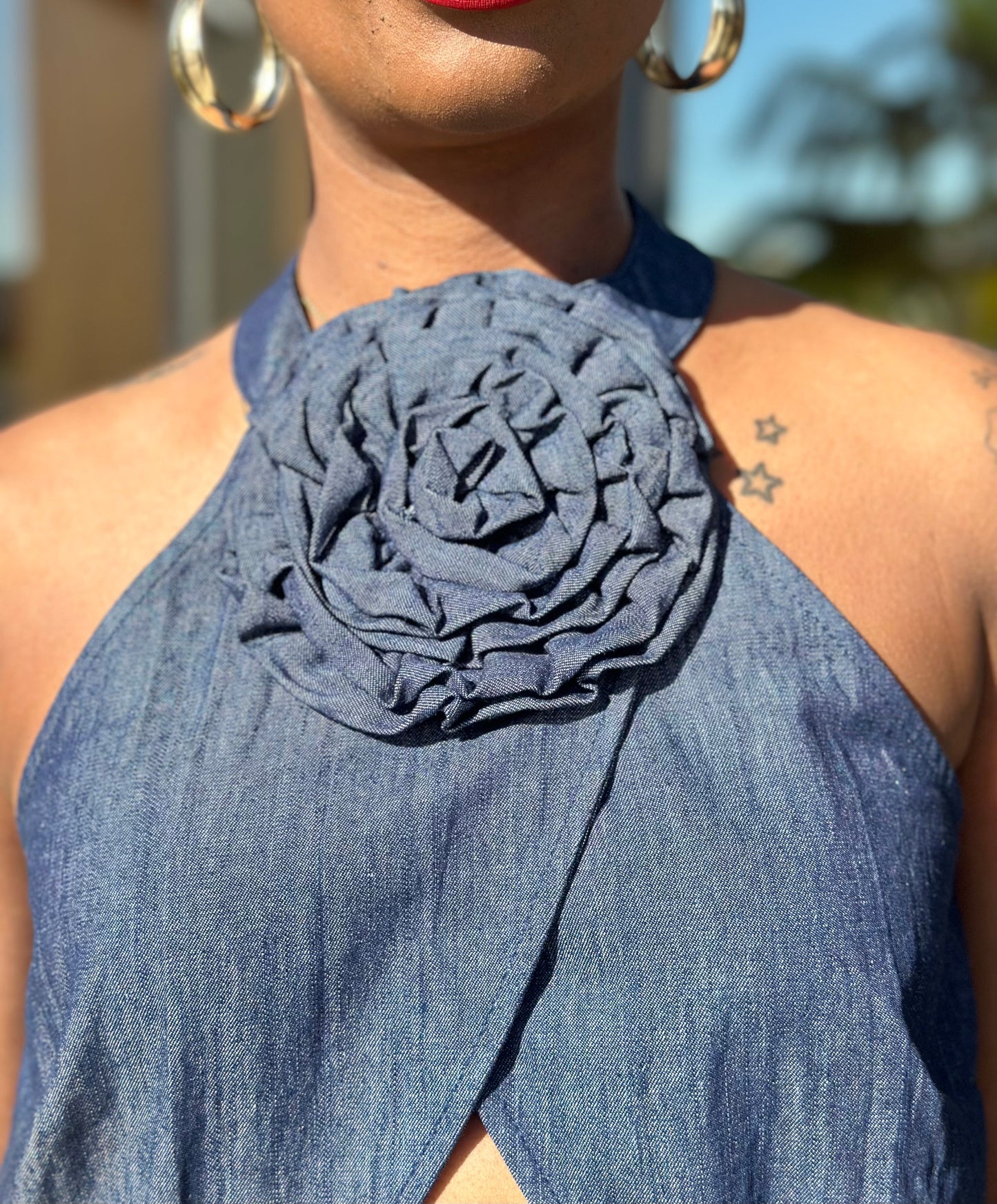 Denim Rose Top (XL Available)