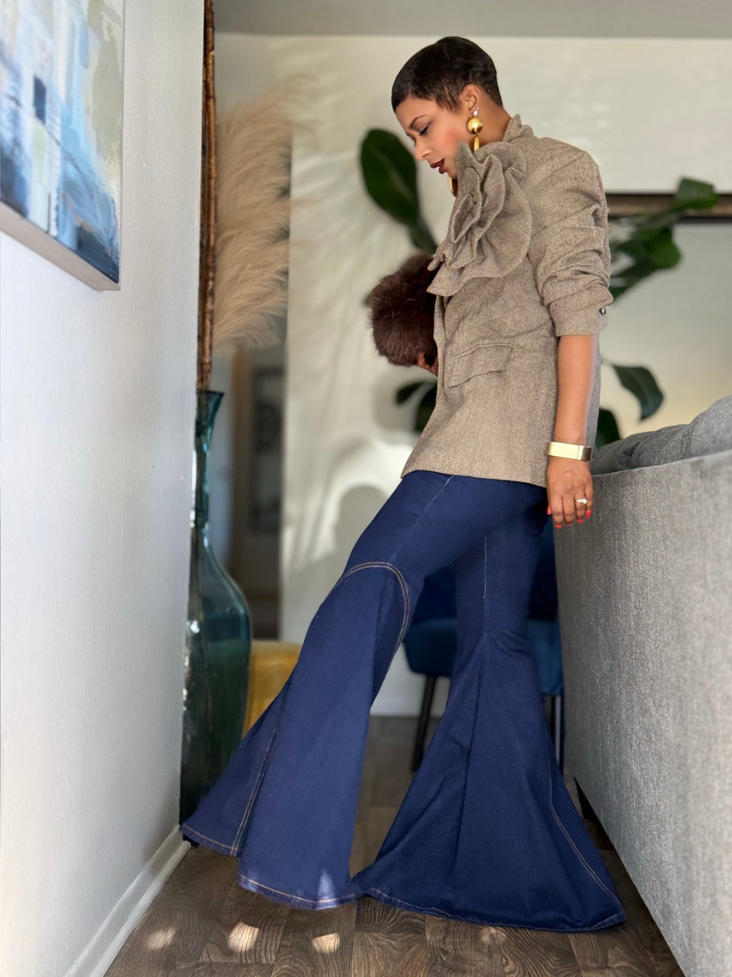 YAS EDIT The Herringbone Bloom Blazer (Available in XL)