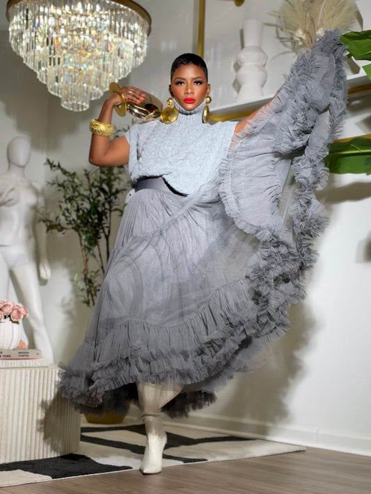 Jordan Grey Tulle Skirt (One size up to 12/14)
