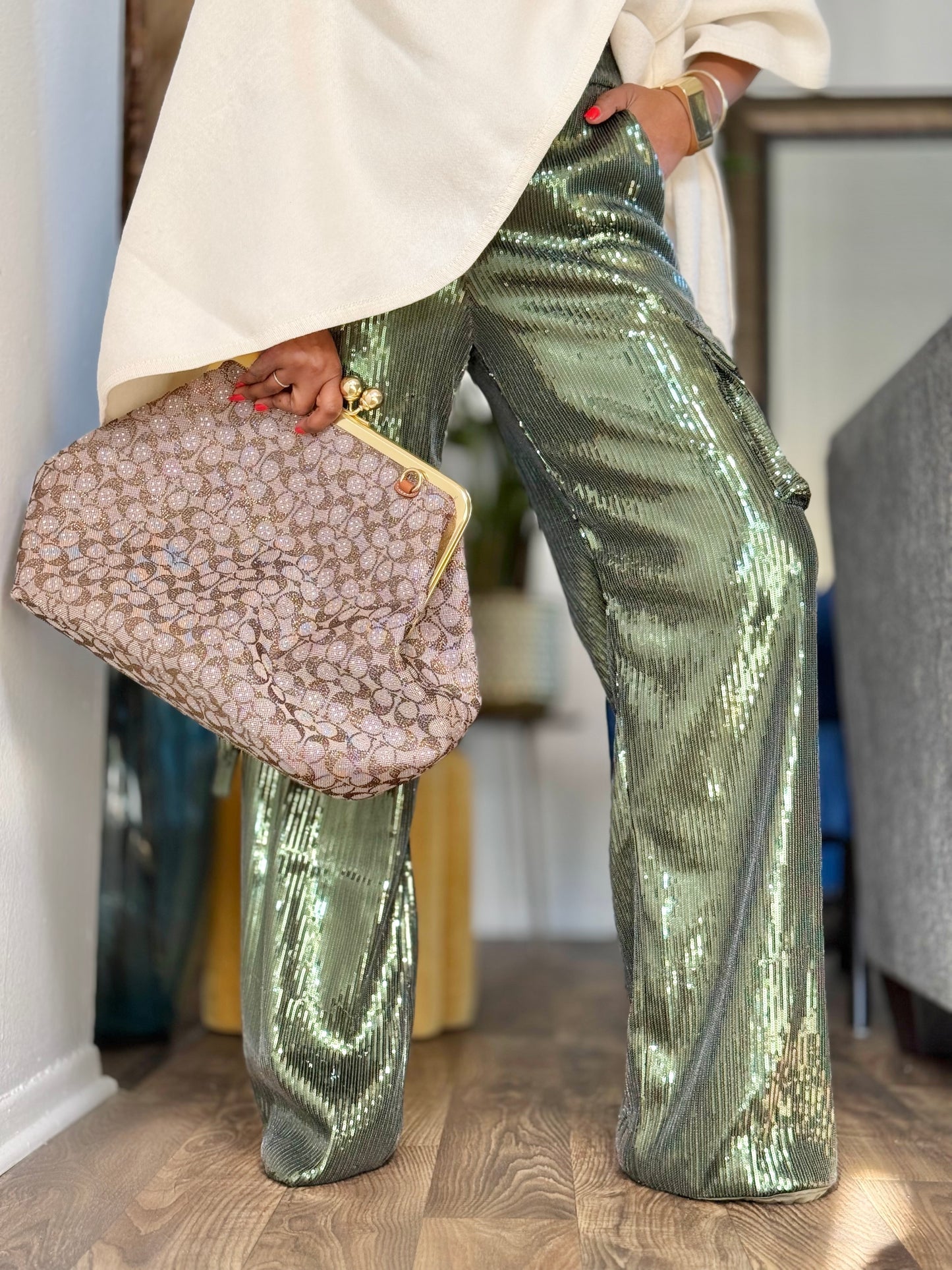 Ziro Green Embellished Cargo Pant (Available in 2XL)