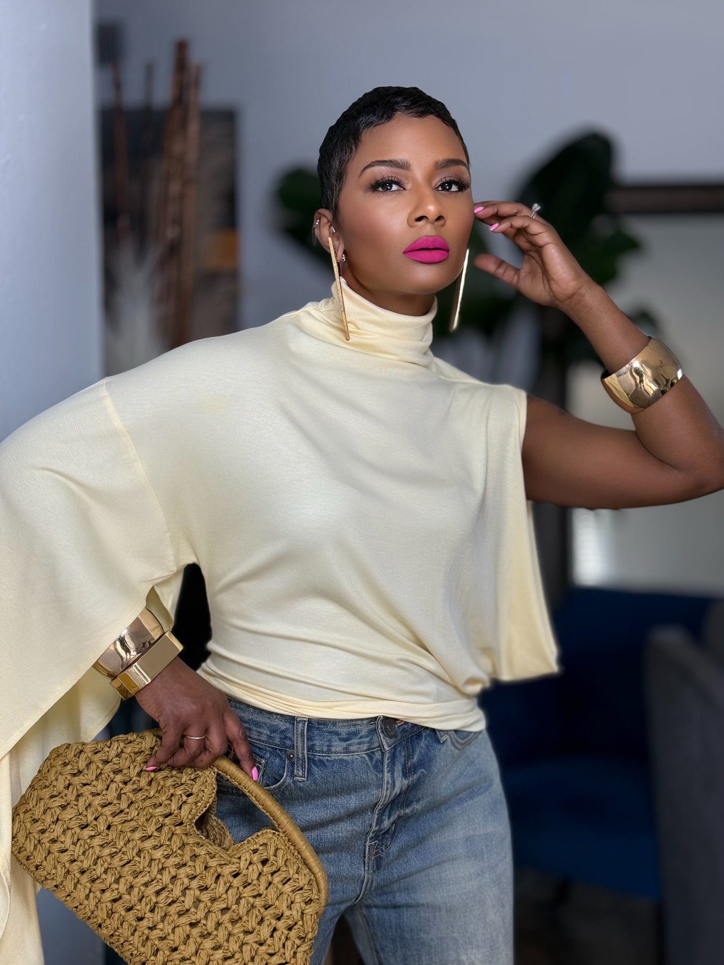 Asha Buttercream Draped Top