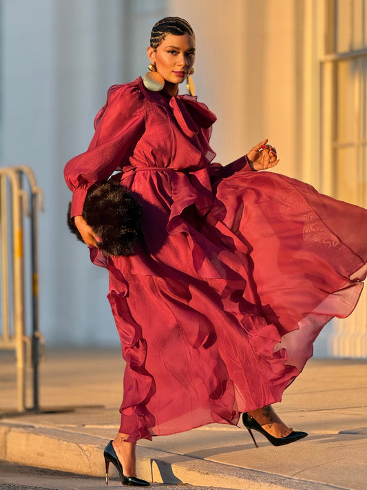 YAS EDIT Bordeaux Mulberry Dress (Available in XXL)