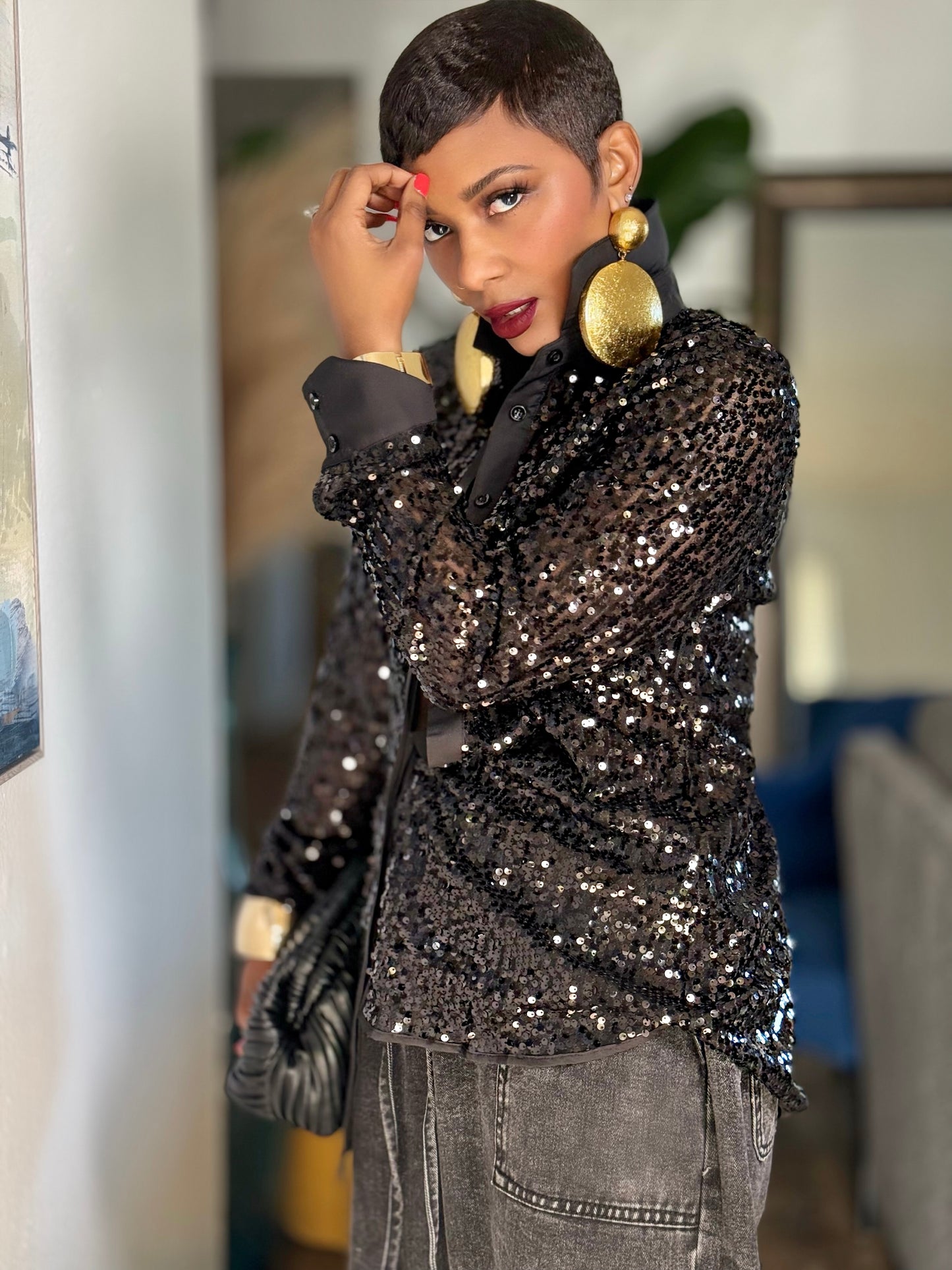 Ghent Black Sequin Top (Available in XL)