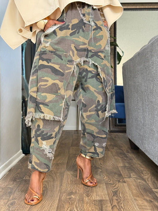 Soho Camo Denim Harem  (Available in XXL)