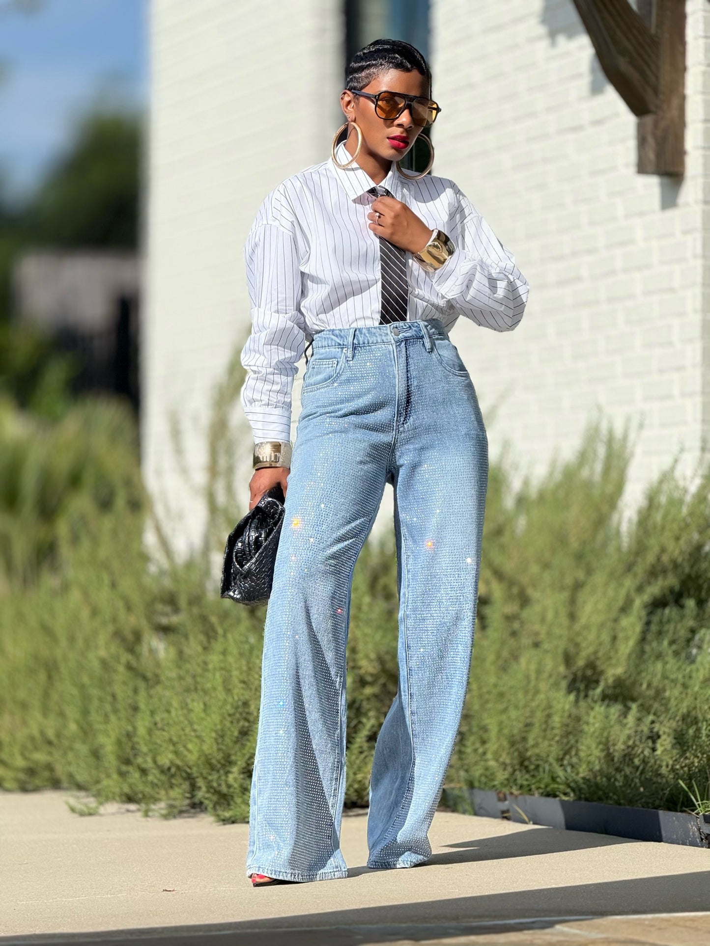 Cherlise Neck Tie Shirt (Available in 3X)