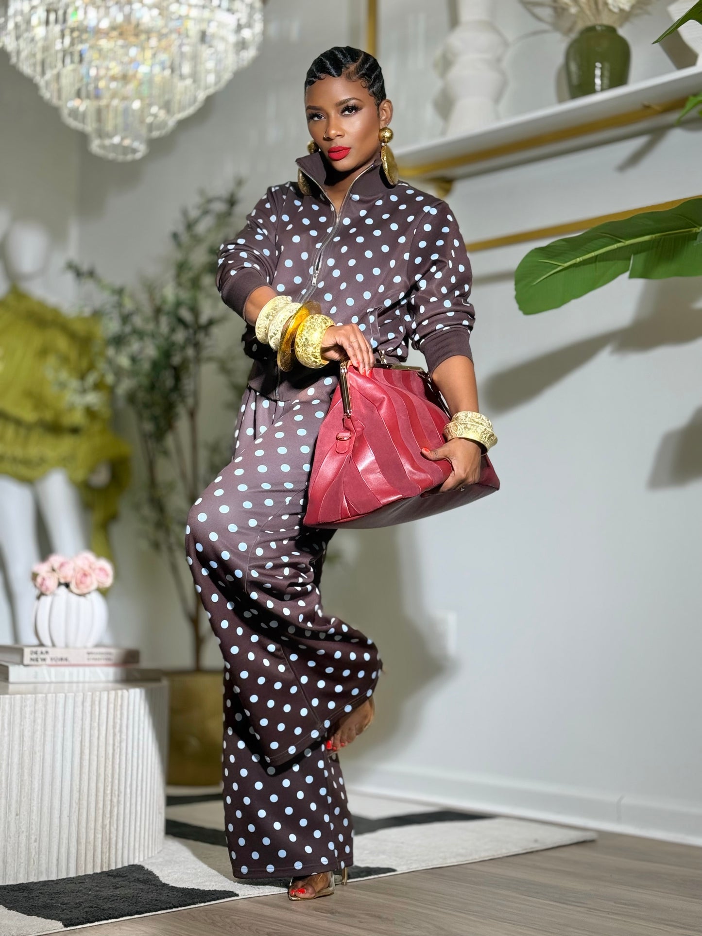 Madison Polka Dot 2-Piece Pant Set (Available in XL)