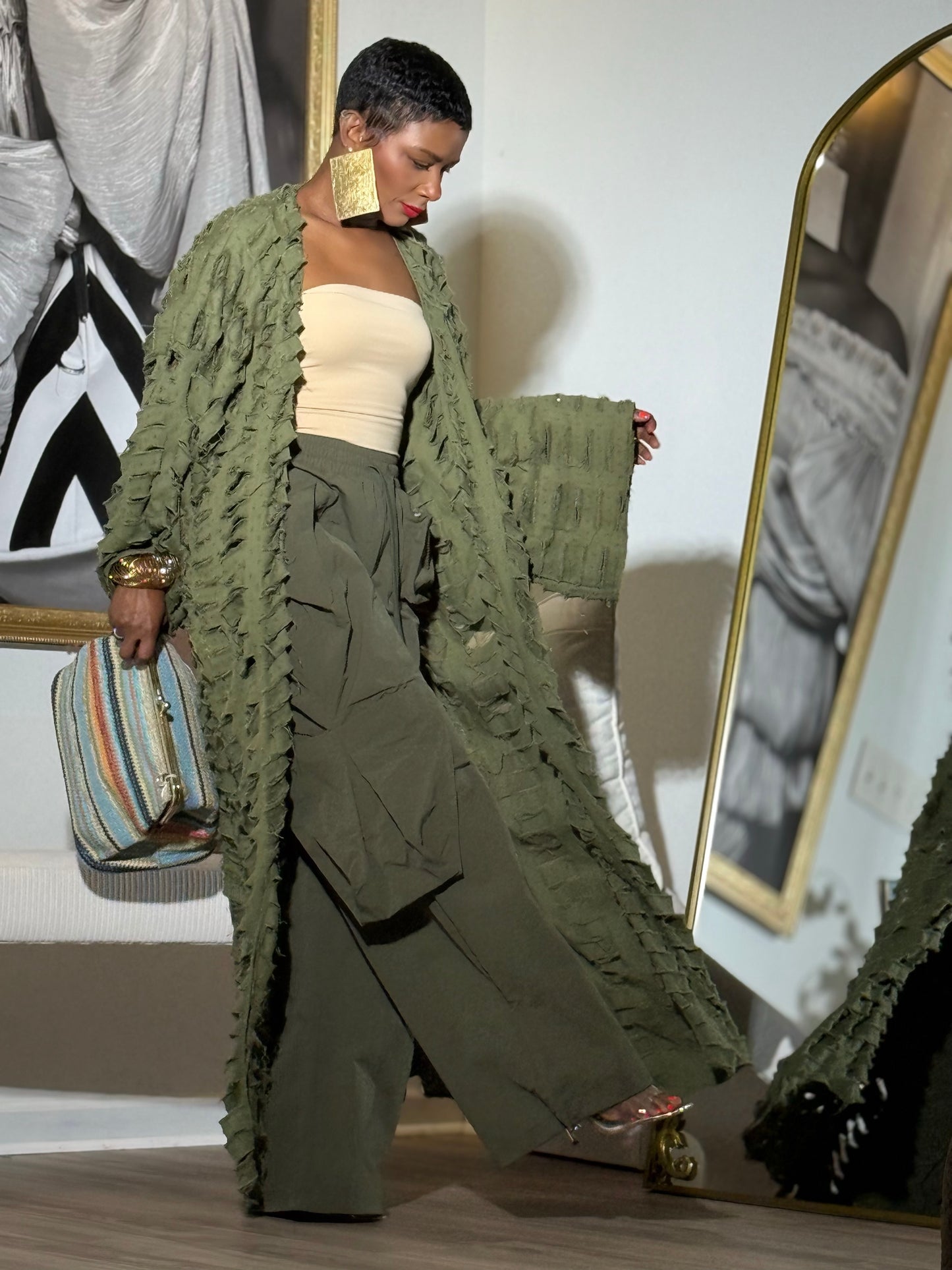NOBU Olive Denim Duster (One size up to 14)