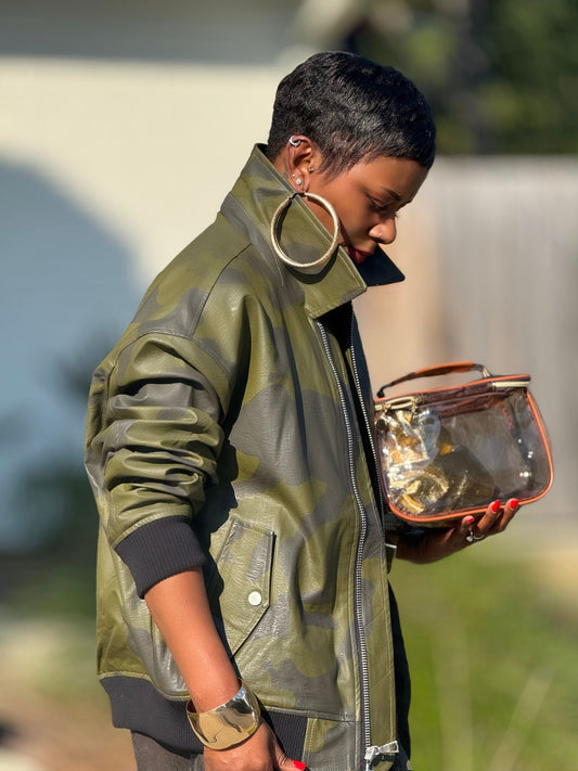 Hackney Vegan Leather Bomber Jacket (Available in 2X)
