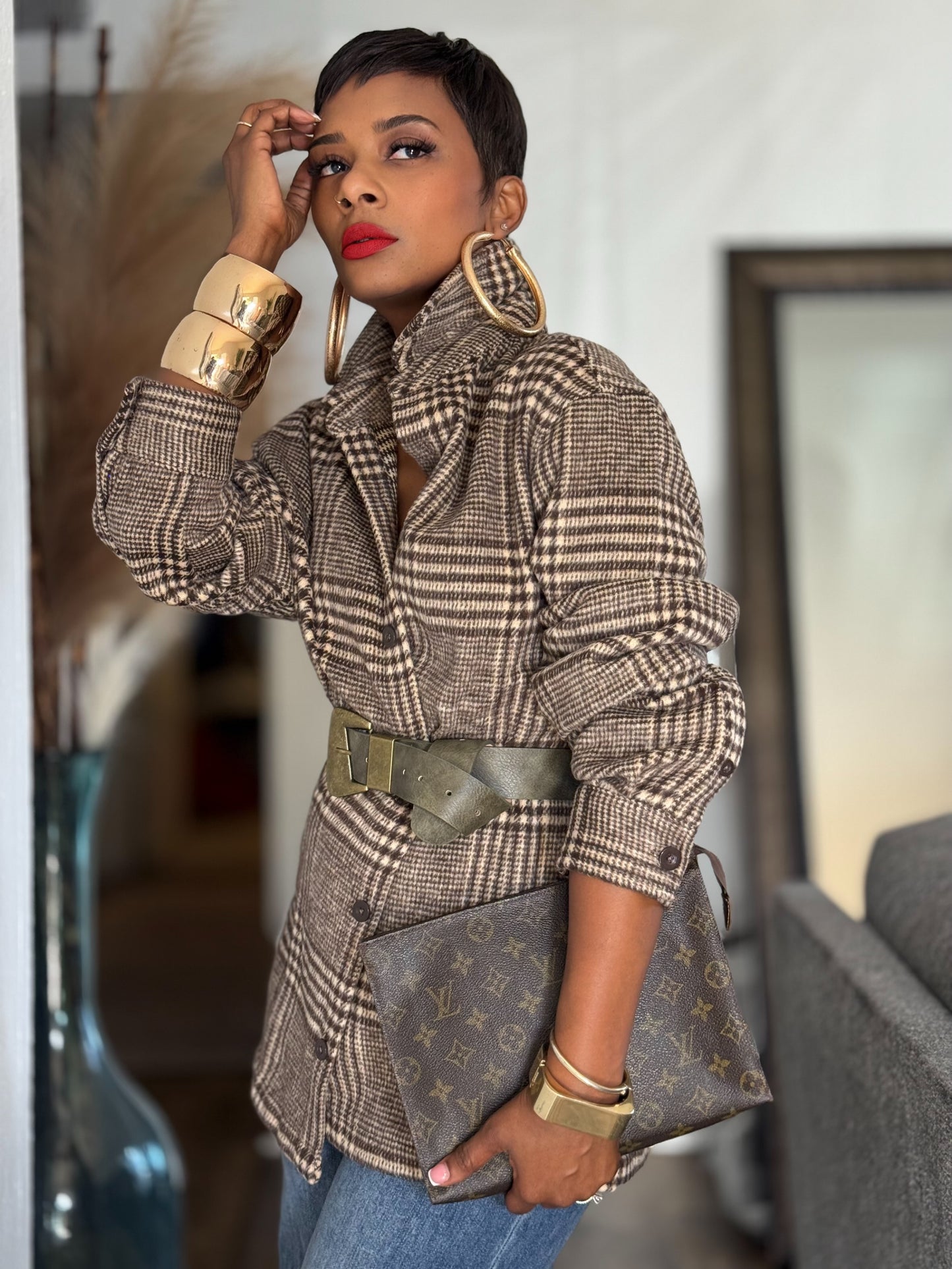 JH Brown Grid Top (Available in XXXL)