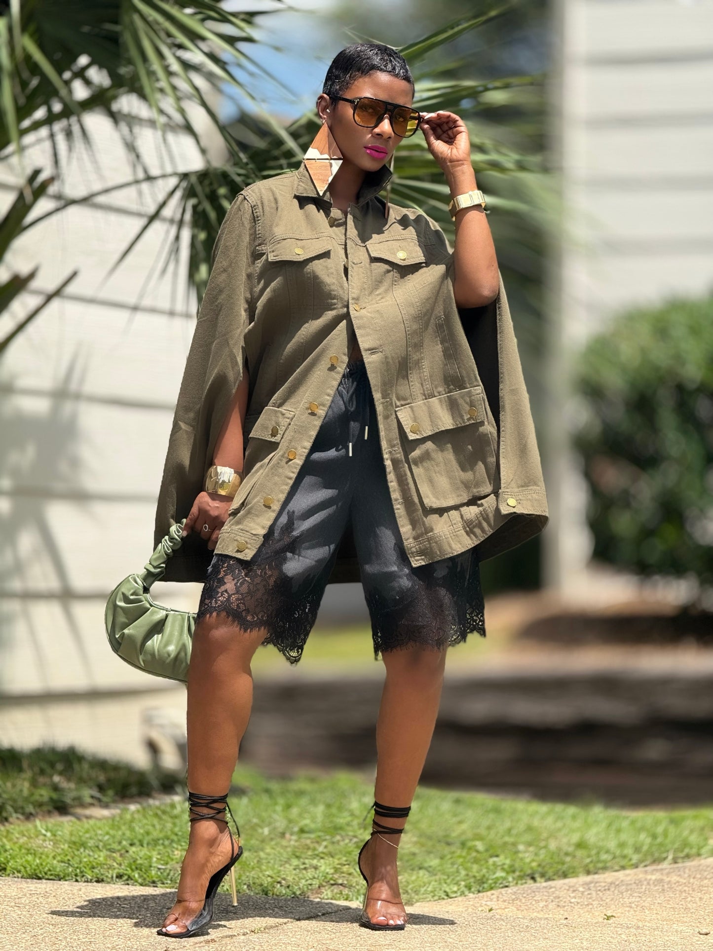 Vintage Olive Denim Shawl (One size up to 14)