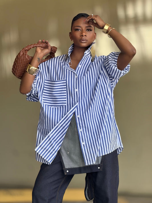 Azul Blue Striped Shirt (Available in XL)