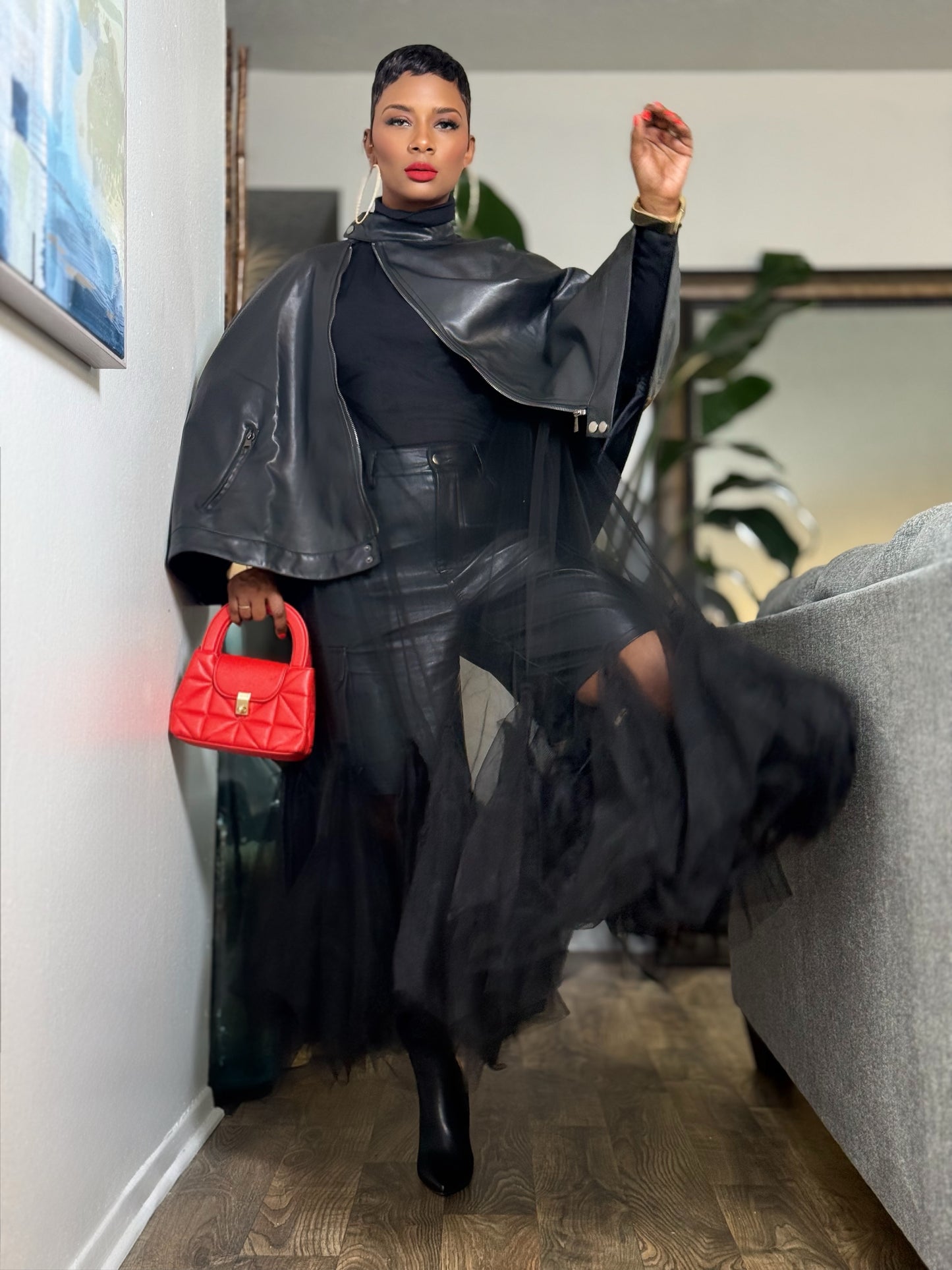 Sendai Vegan Leather Cape (Available in XL)
