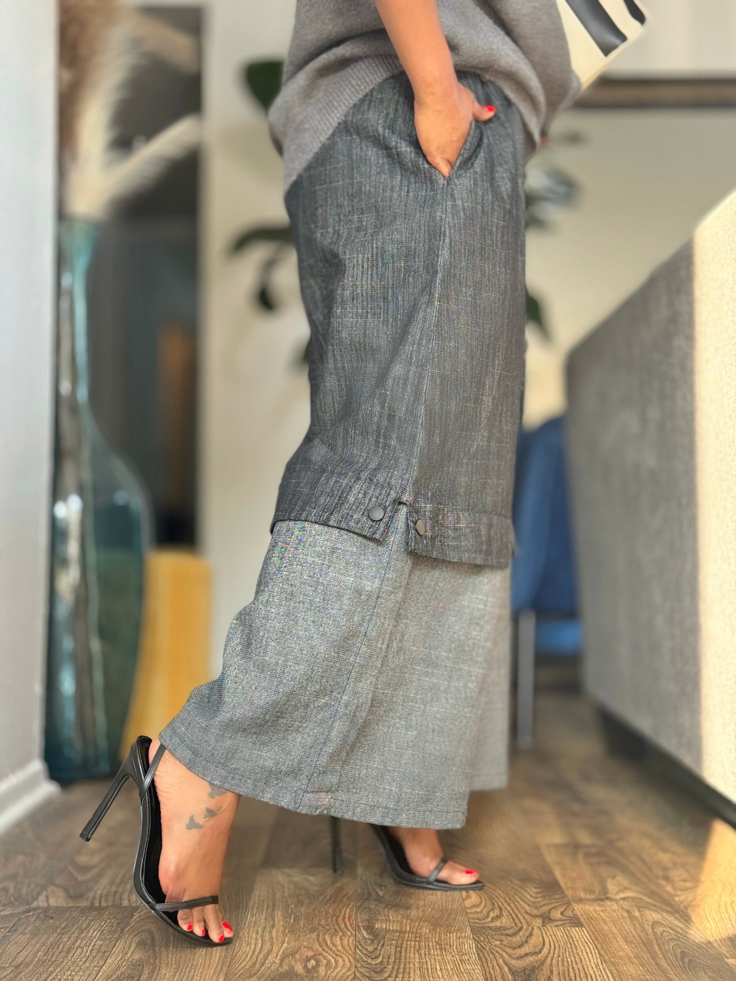 YAS EDIT Isla Grey Denim Culottes (One size up to 14)