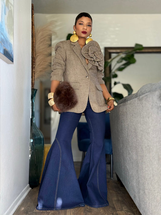 YAS EDIT The Herringbone Bloom Blazer (Available in XL)