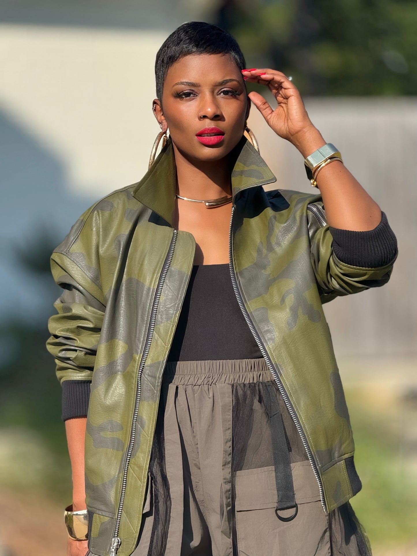 Hackney Vegan Leather Bomber Jacket (Available in 2X)
