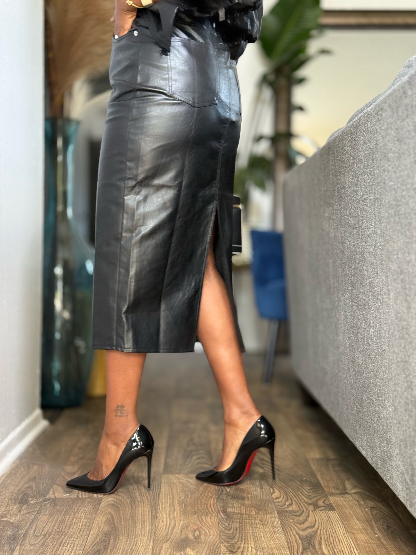 Calais Black Vegan Skirt (Available in 1X)