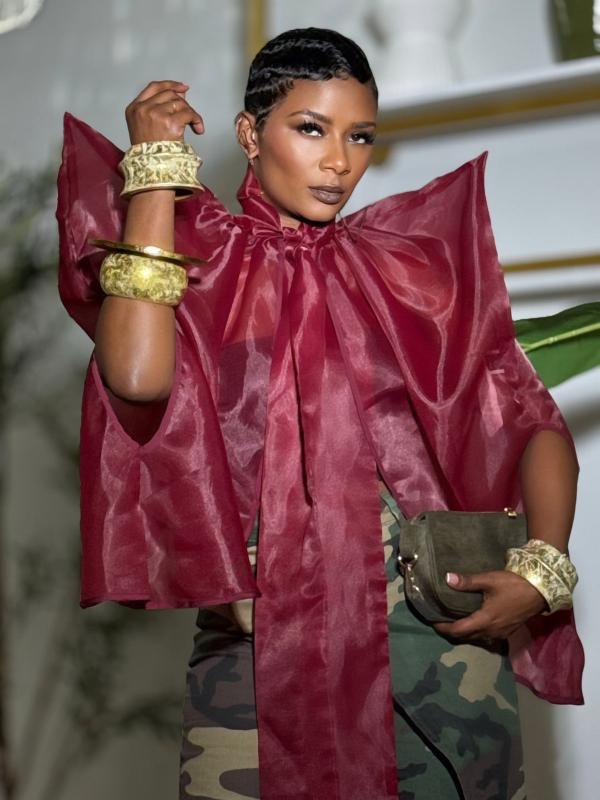 YAS EDIT Wine Enchanté Blouse (Available in XXL)