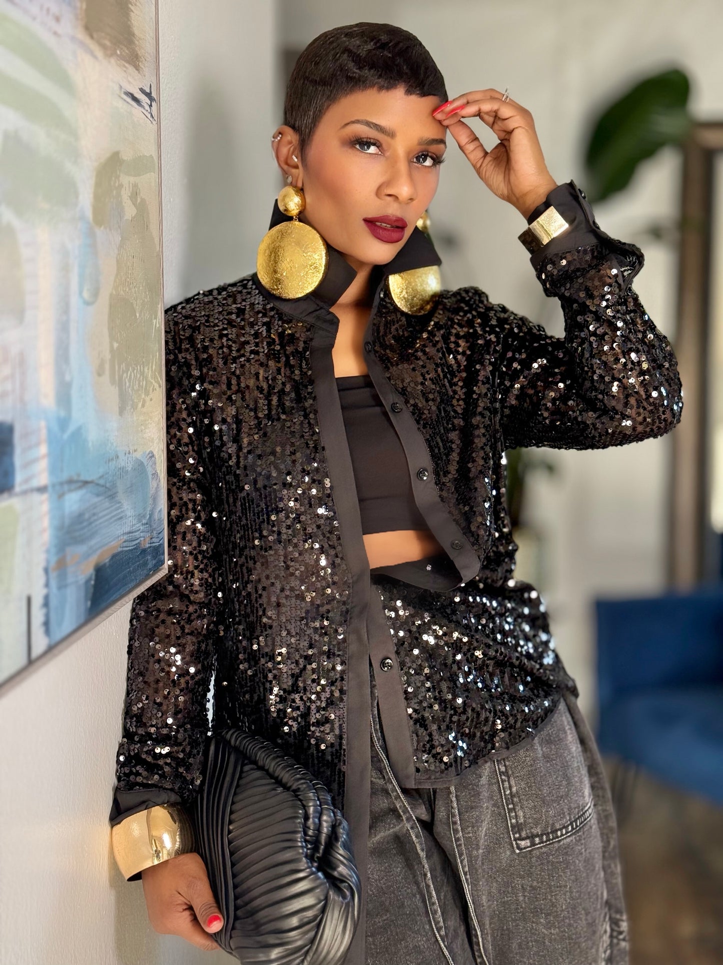 Ghent Black Sequin Top (Available in XL)