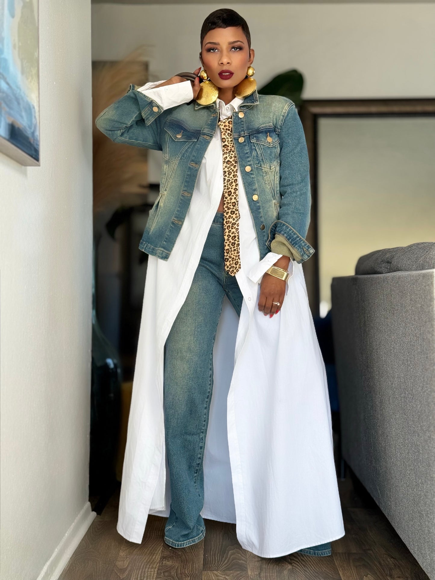 The Belmont White Maxi Shirt (Available in 2X)